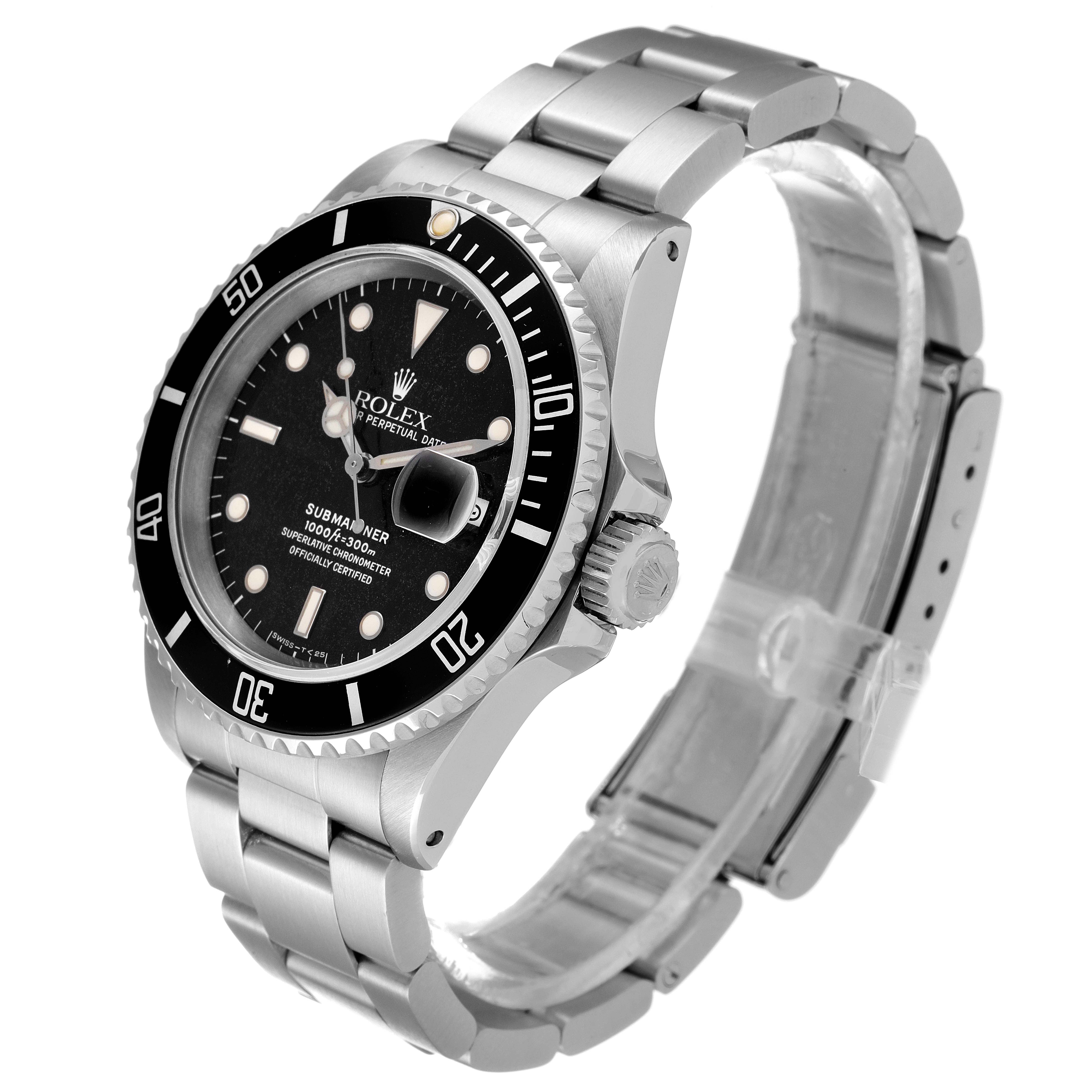 The image shows a Rolex Submariner 16610 Men's Stainless Steel Black Dial 16610 Men's Stainless Steel Black Dial watch at a three-quarter angle, displaying its face, bezel, crown, and bracelet.