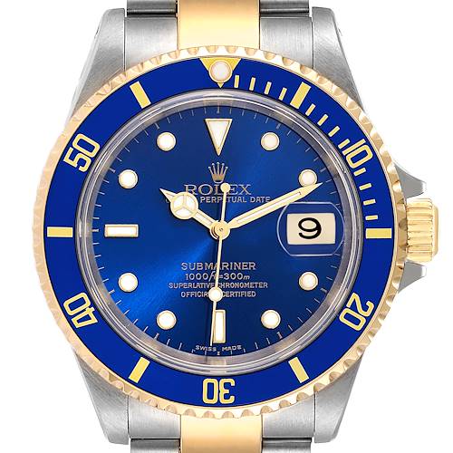 Photo of Rolex Submariner Blue Dial Steel Yellow Gold Mens Watch 16613 Box Papers + 1 Extra link
