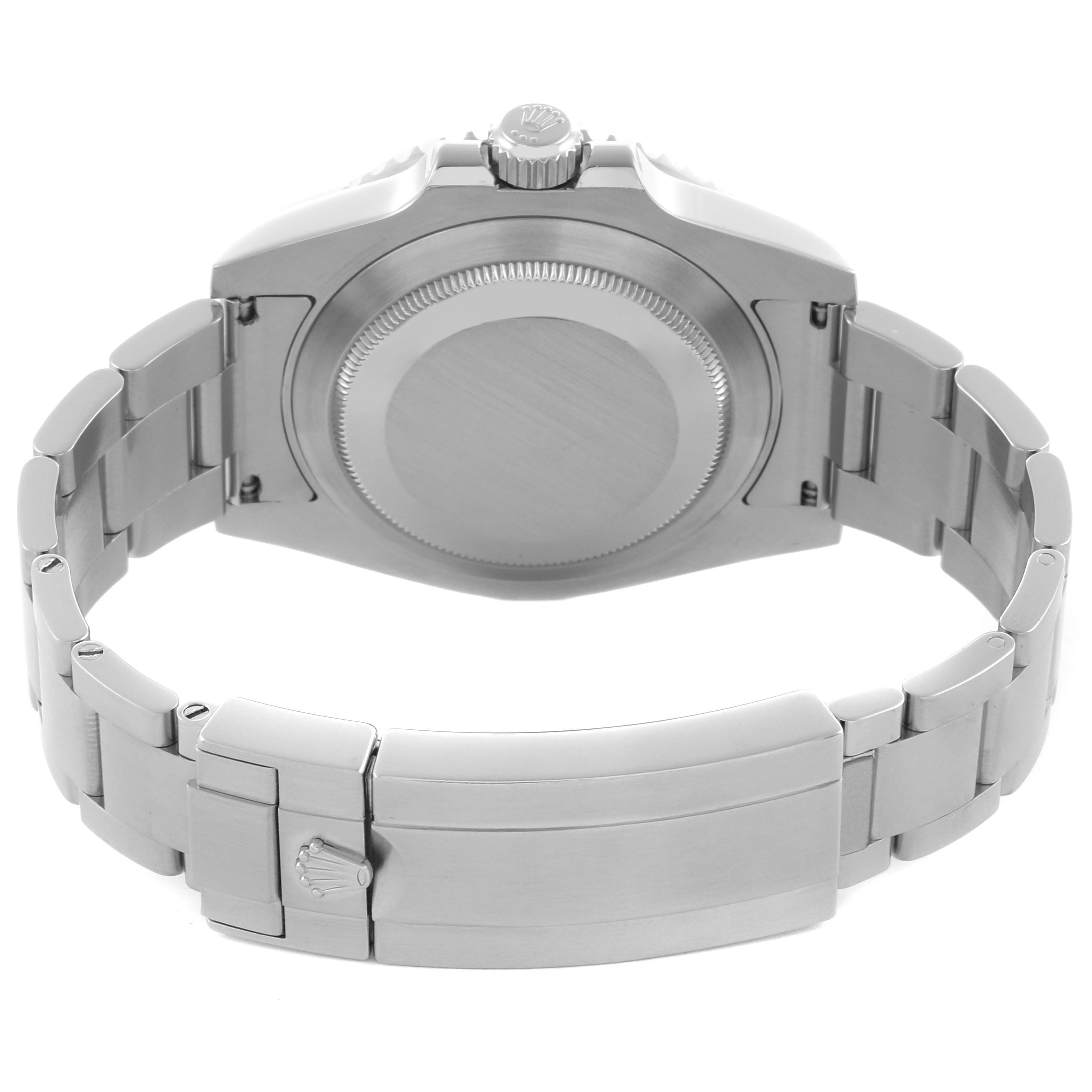 The image shows the back view of a Rolex Submariner 116610 Men's Stainless Steel Black Dial 116610 Men's Stainless Steel Black Dial, highlighting the case, crown, and bracelet clasp.