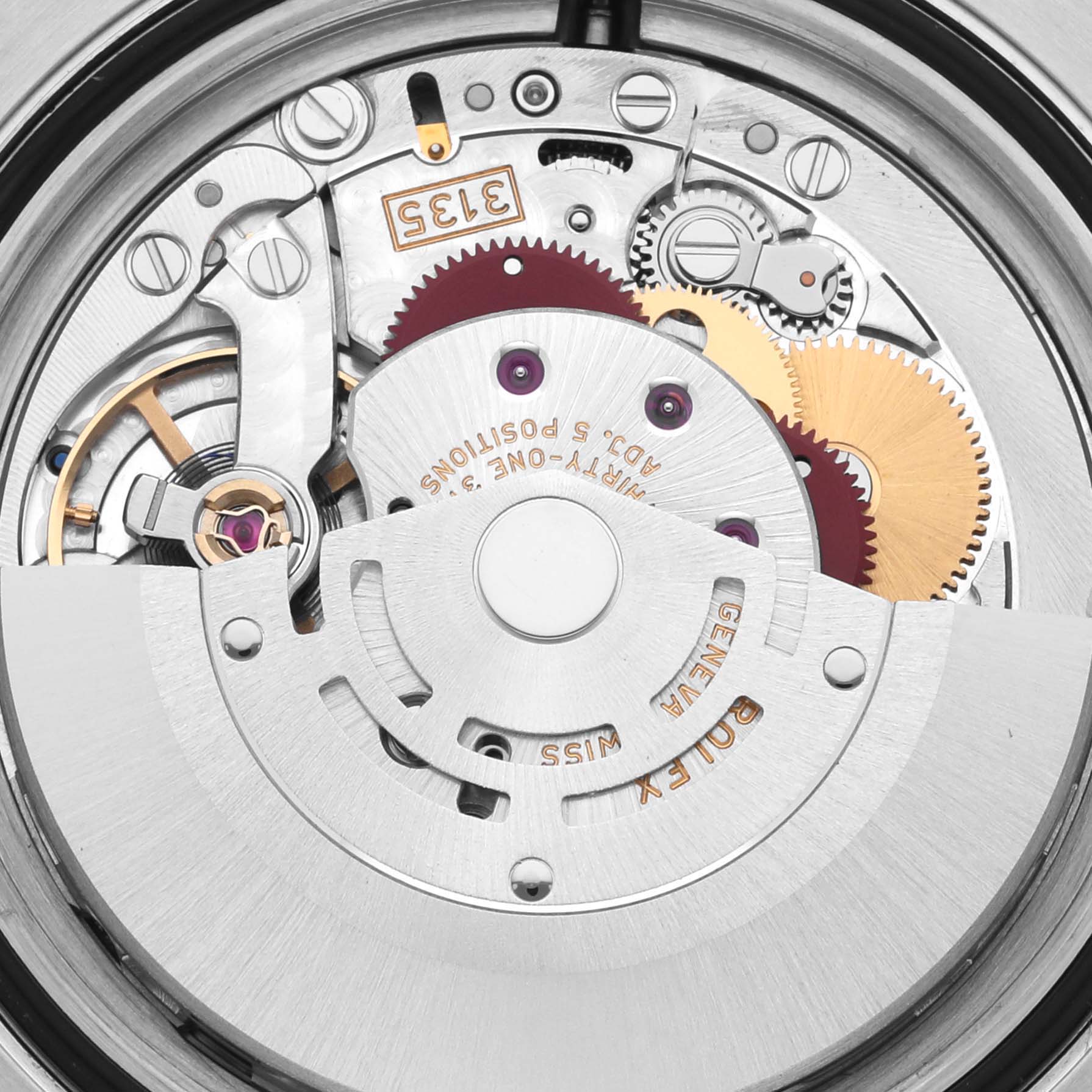 The image shows the movement mechanism of the Rolex Submariner 116610 Men
s Stainless Steel Black Dial 116610 Men
s Stainless Steel Black Dial, highlighting gears and intricate components.