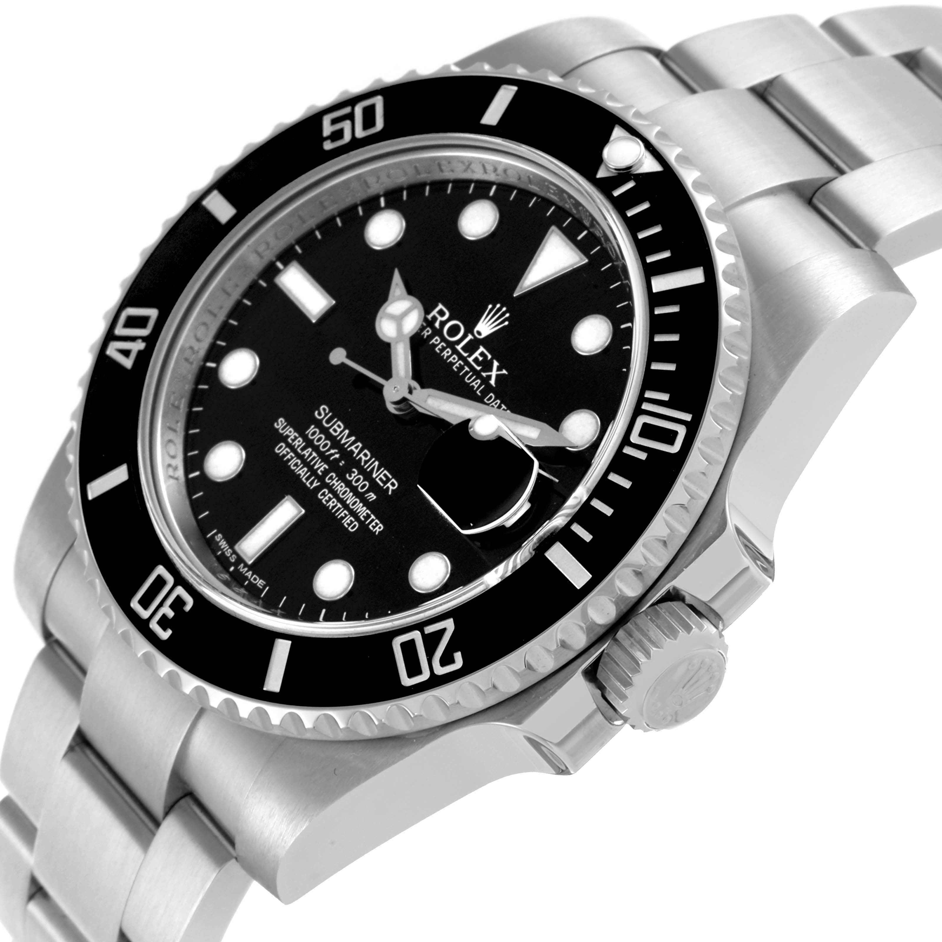 The Rolex Submariner 116610 Men
s Stainless Steel Black Dial 116610 Men
s Stainless Steel Black Dial watch is shown at a slight angle, highlighting the dial, bezel, and stainless steel bracelet.