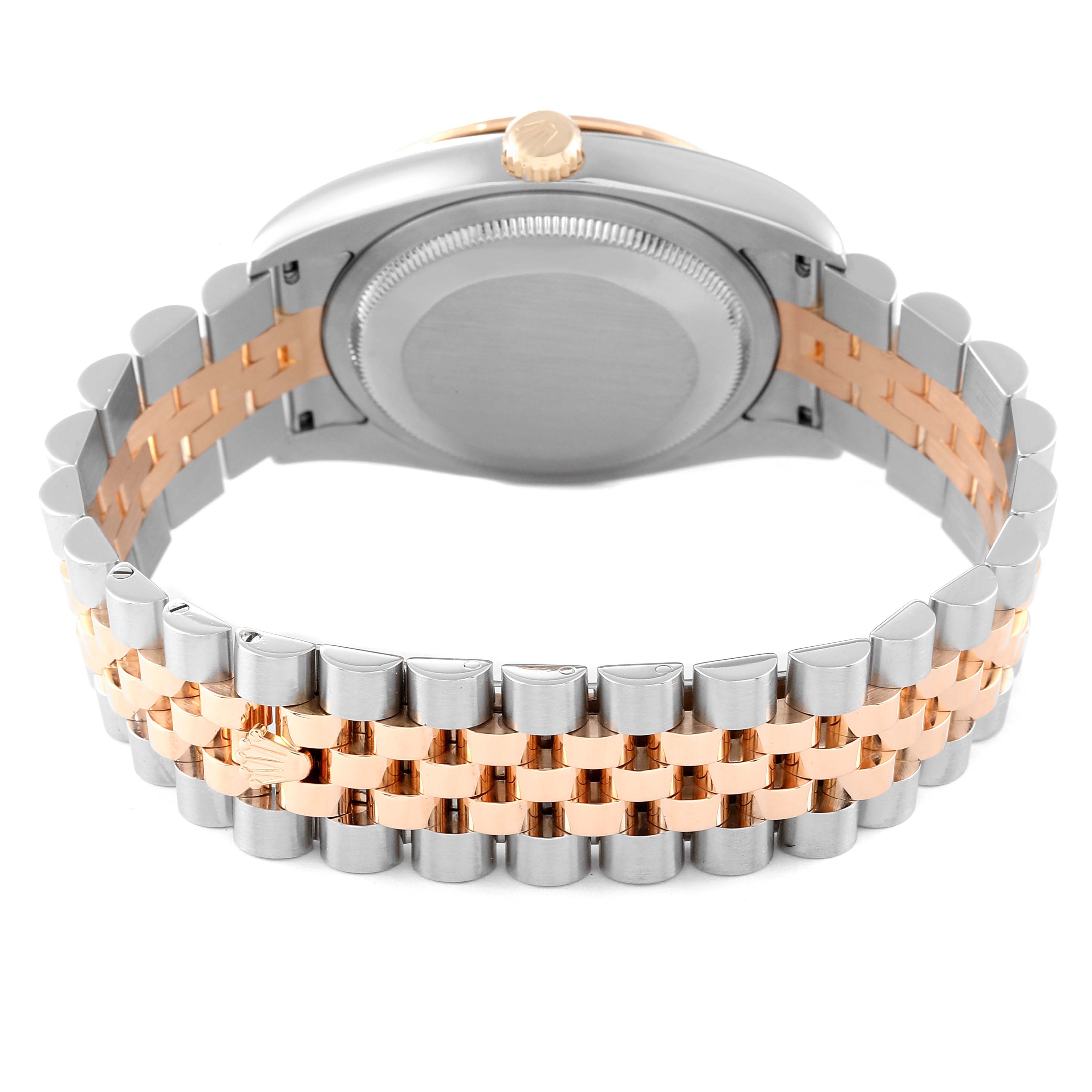 This image shows the back view of a Rolex Turn-o-Graph 116261 Men's Steel and Gold (two tone) Silver Dial 116261 Men's Steel and Gold (two tone) Silver Dial watch, highlighting the bracelet and clasp.