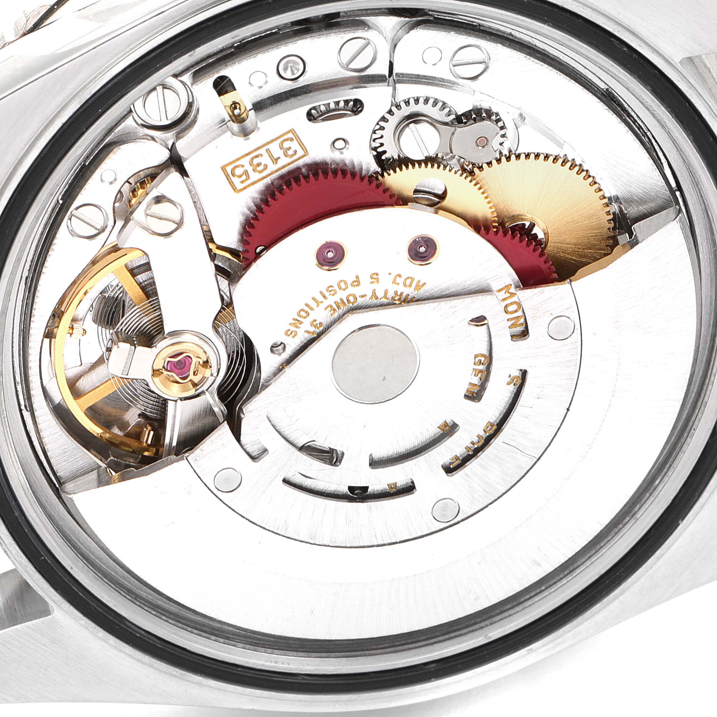 This image shows the internal mechanical parts of the Rolex Turn-o-Graph 16264 Men's Stainless Steel Black Dial 16264 Men's Stainless Steel Black Dial watch, viewed from the back.