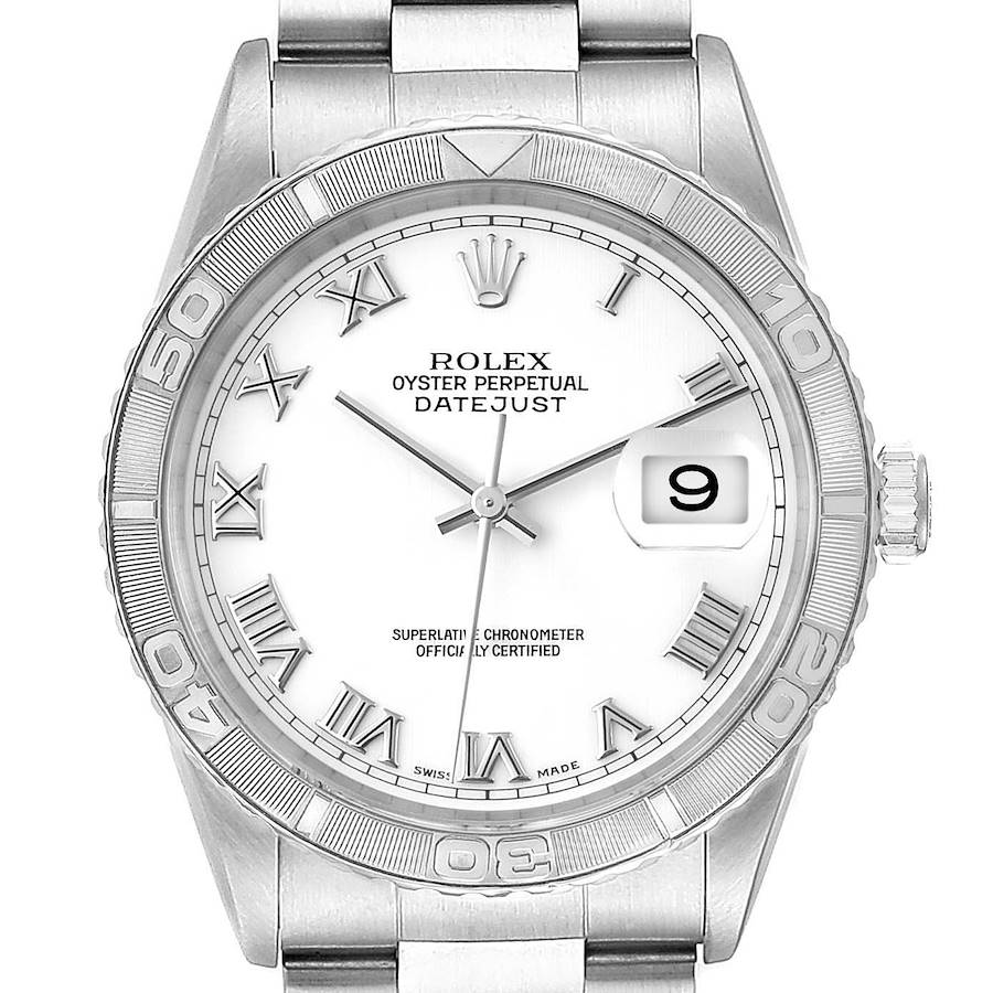 Rolex Turnograph Datejust Steel White Gold White Dial Watch 16264 SwissWatchExpo