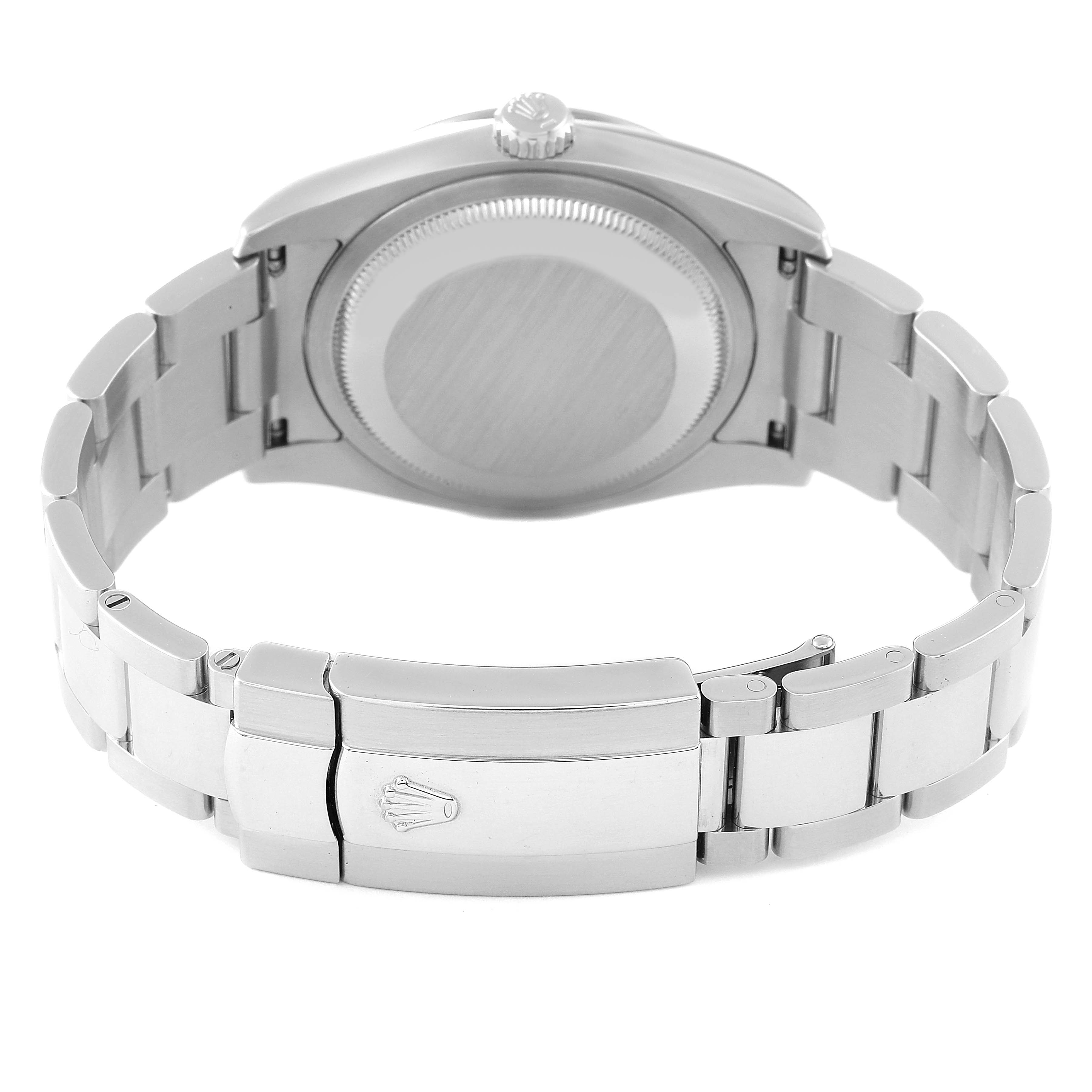 The image shows the back case and bracelet clasp of a Rolex Turn-o-Graph 116264 Men's Stainless Steel White Dial 116264 Men's Stainless Steel White Dial watch from a rear angle.