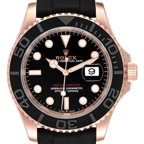 Photo of Rolex Yachtmaster 40mm Everose Rose Gold Oysterflex Mens Watch 126655 Box Card