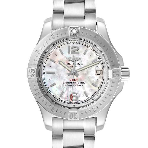 Photo of Breitling Colt Lady Steel Mother Of Pearl Dial Ladies Watch A77388 Box Card