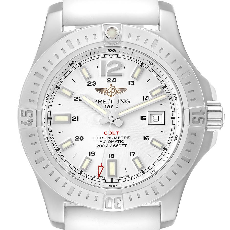 Breitling Colt Silver Dial Automatic Steel Mens Watch A1738811 Box Card SwissWatchExpo