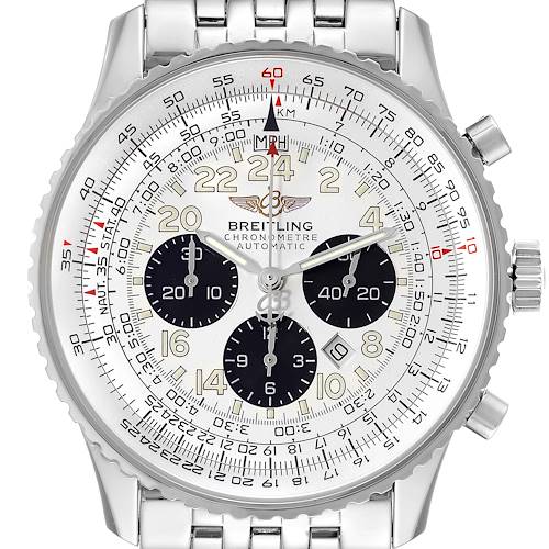 Photo of Breitling Navitimer Cosmonaute Silver Panda Dial Steel Mens Watch A22322