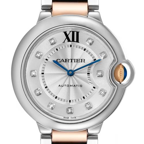 Photo of Cartier Ballon Bleu Midsize 36 Steel Rose Gold Diamond Ladies Watch W3BB0018