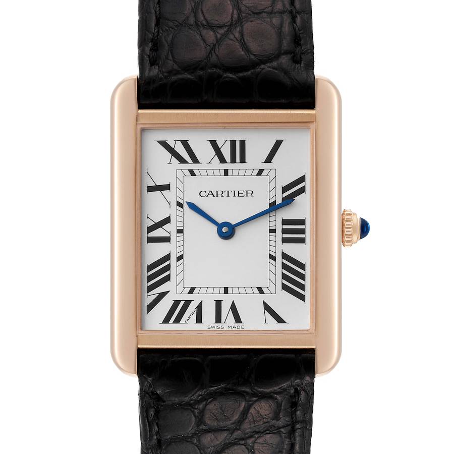 Cartier Tank Solo Large Rose Gold Steel Mens Watch W5200025 Papers SwissWatchExpo