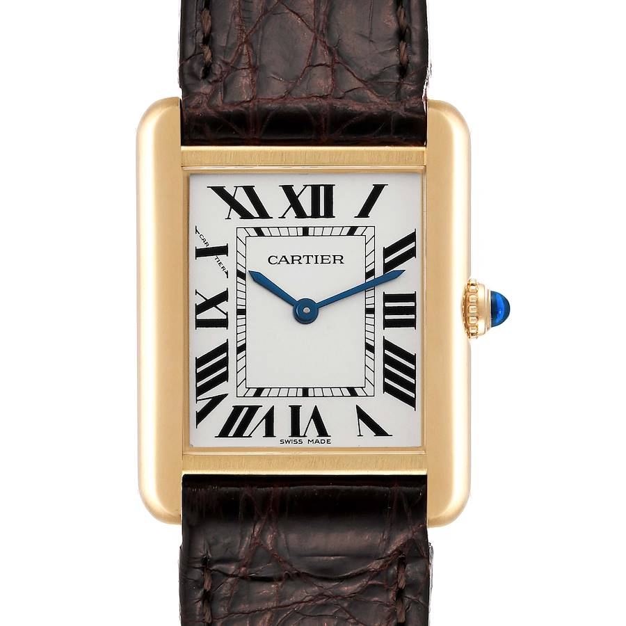 Cartier Tank Solo Small Yellow Gold Steel Silver Dial Ladies Watch W1018755 SwissWatchExpo