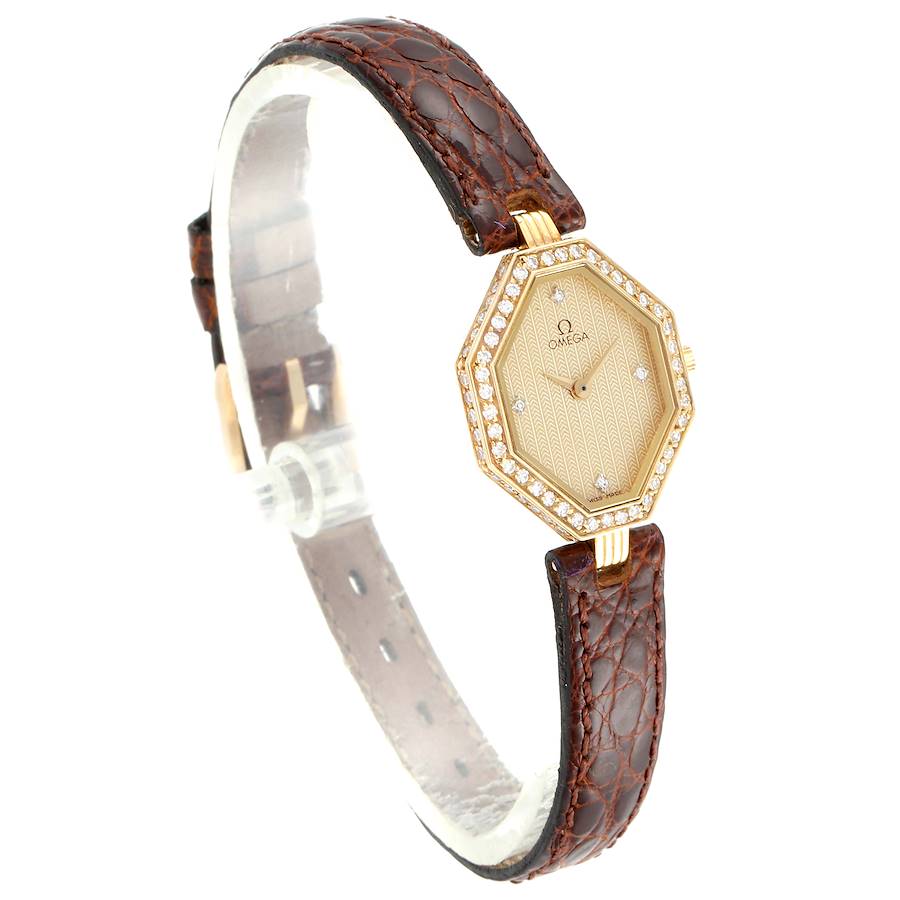 Omega DeVille Mini Yellow Gold Diamond Cocktail Ladies Watch 1450