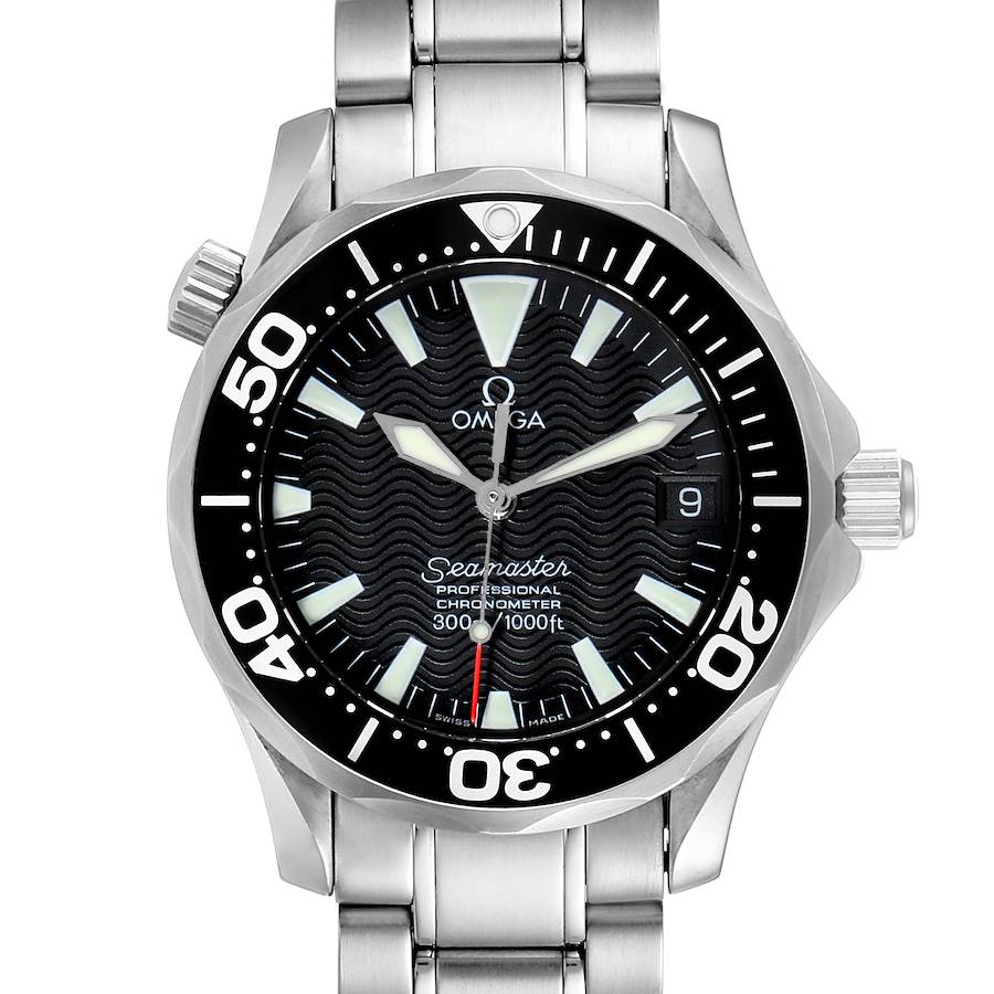 Omega Seamaster 36mm Midsize Black Wave Dial Steel Watch 2252.50.00 SwissWatchExpo