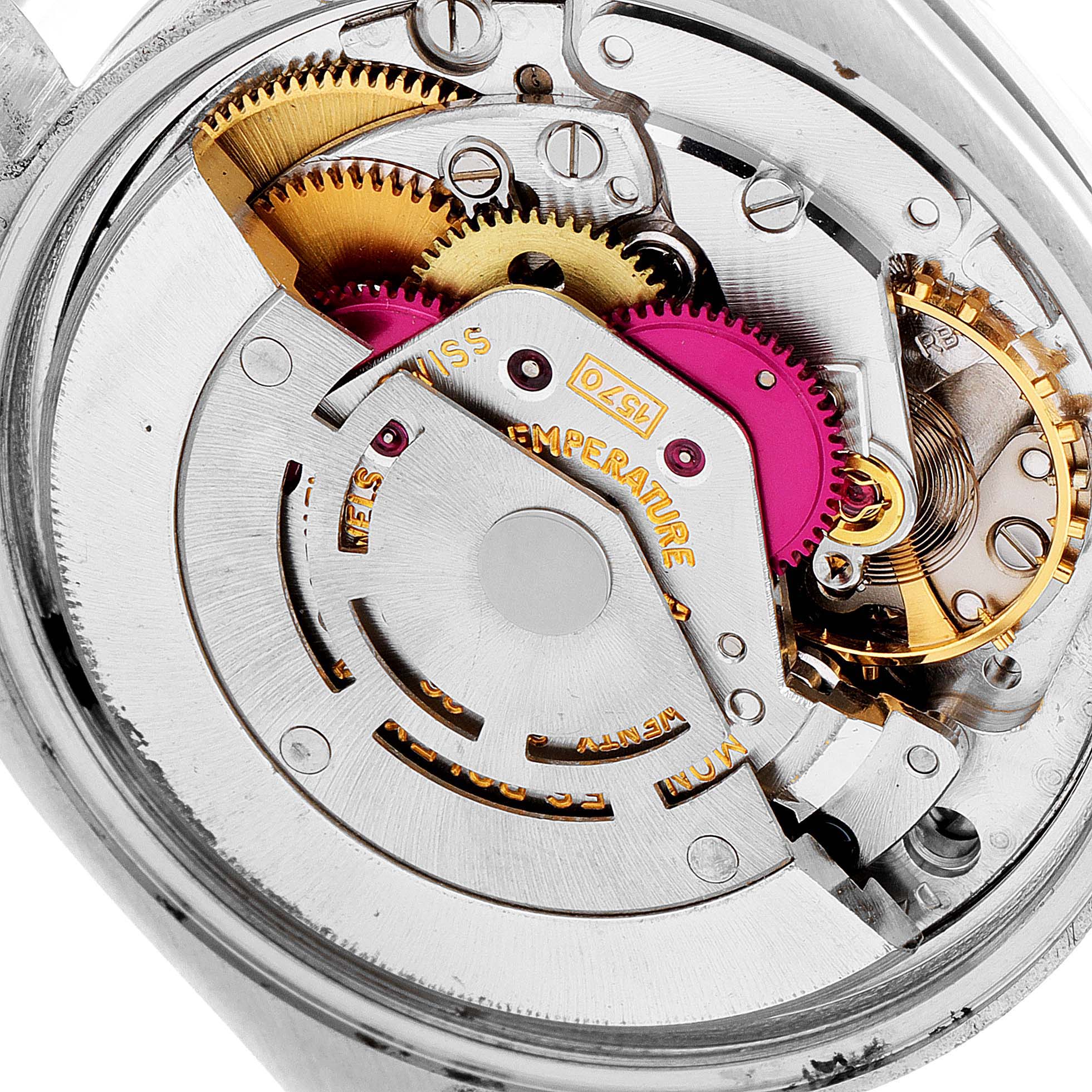 This is a close-up view of the internal mechanical workings of a Rolex Vintage Collection 1500 Men's Stainless Steel Grey Dial 1500 Men's Stainless Steel Grey Dial model watch.