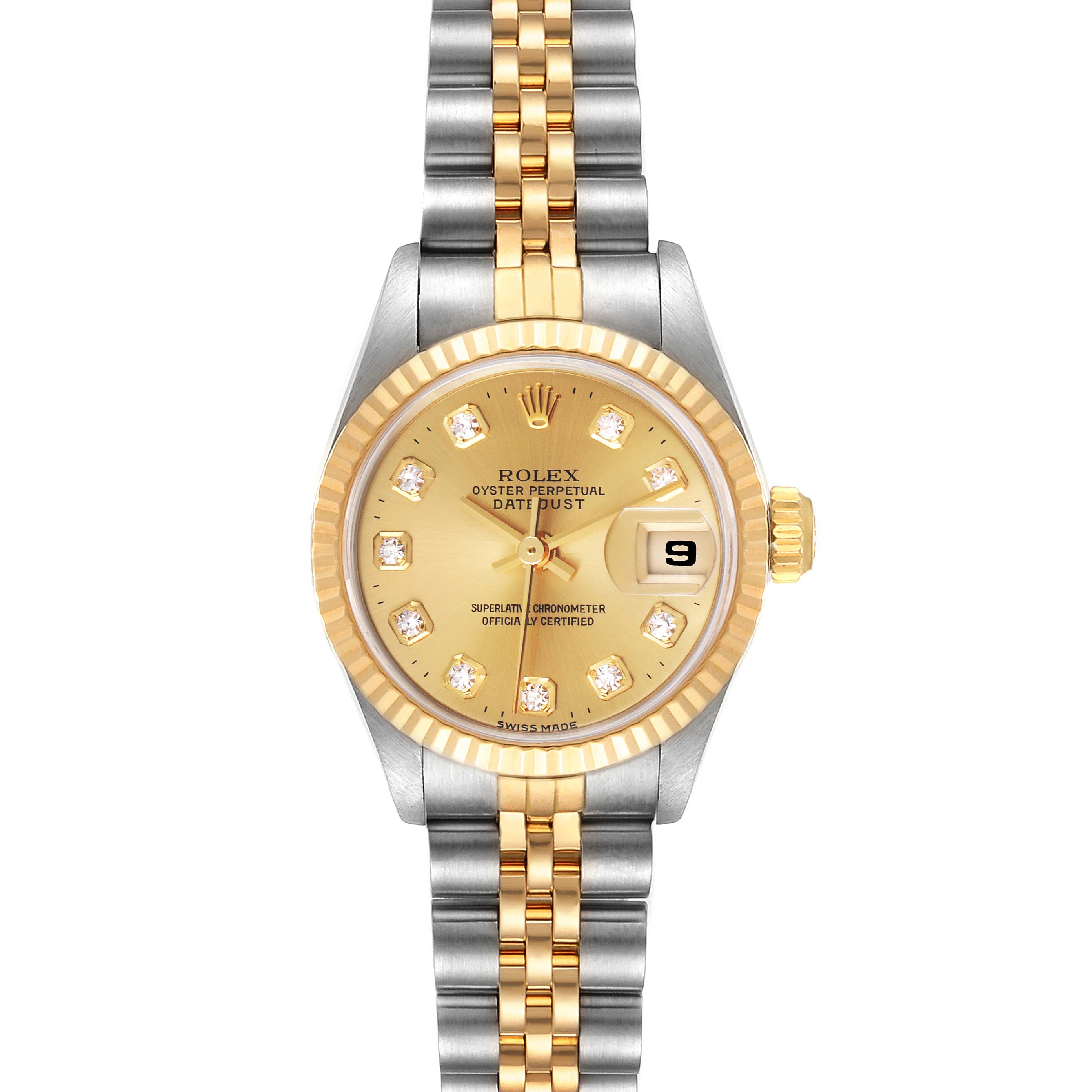 Rolex Datejust 26mm Steel Yellow Gold Diamond Ladies Watch 69173 ...