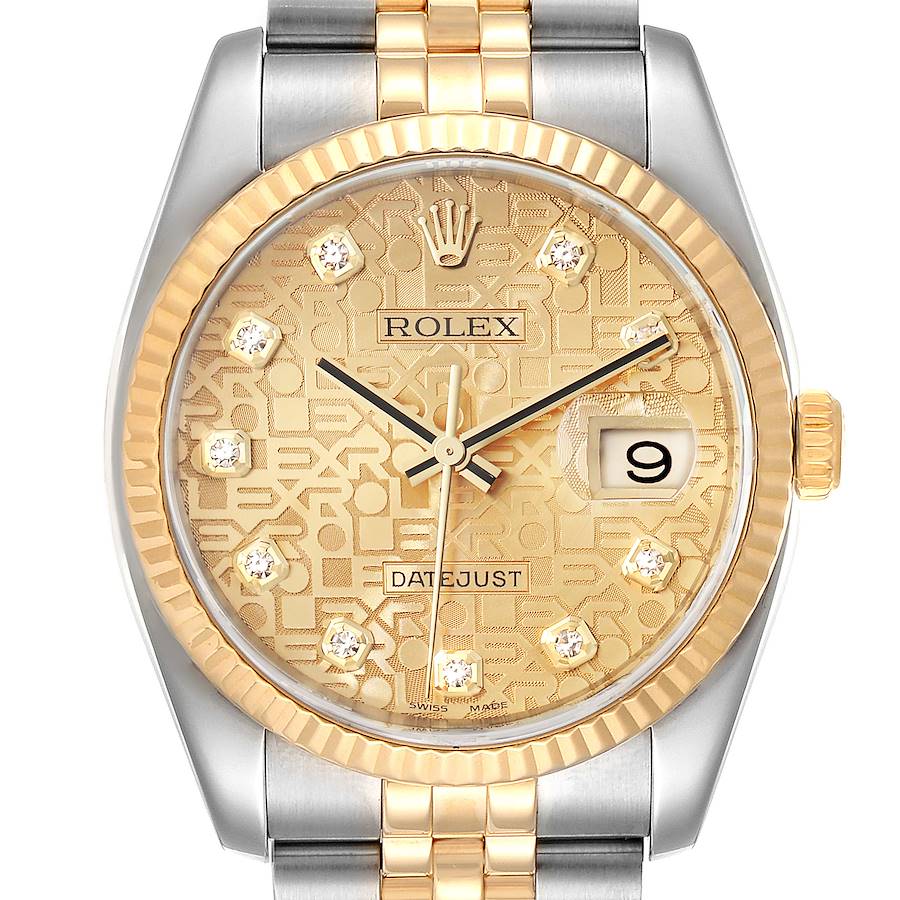 Rolex Datejust 36 Steel Yellow Gold Diamond Mens Watch 116233 Box Papers SwissWatchExpo