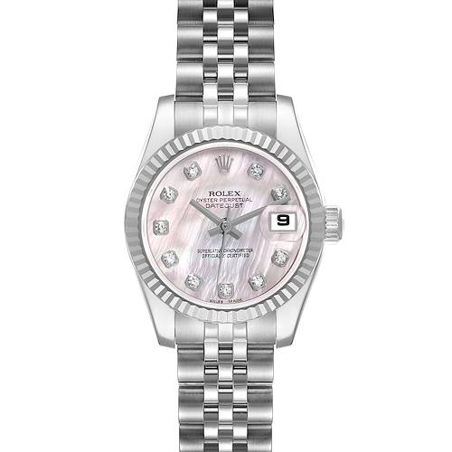 Photo of Rolex Datejust Mother Of Pearl Diamond Dial Steel White Gold Ladies Watch 179174