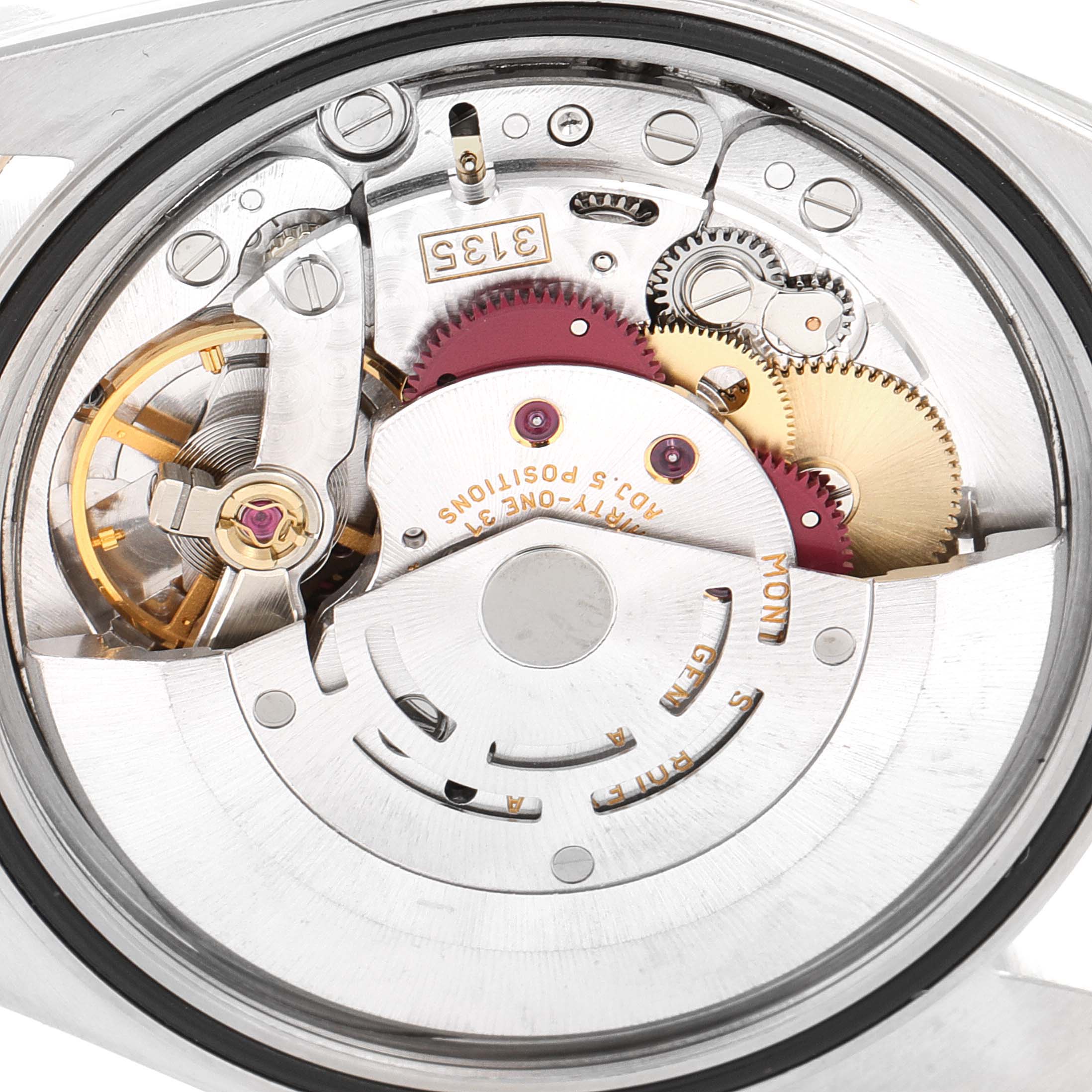 This image shows the internal mechanical movement of a Rolex Datejust 16233 Men's Steel and Gold (two tone) White Dial 16233 Men's Steel and Gold (two tone) White Dial watch, viewed from the back.