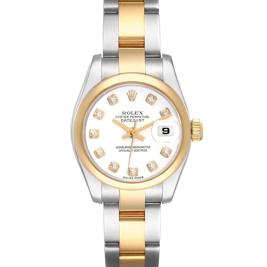 Rolex Datejust White Diamond Dial Steel Yellow Gold Ladies Watch 179163 SwissWatchExpo