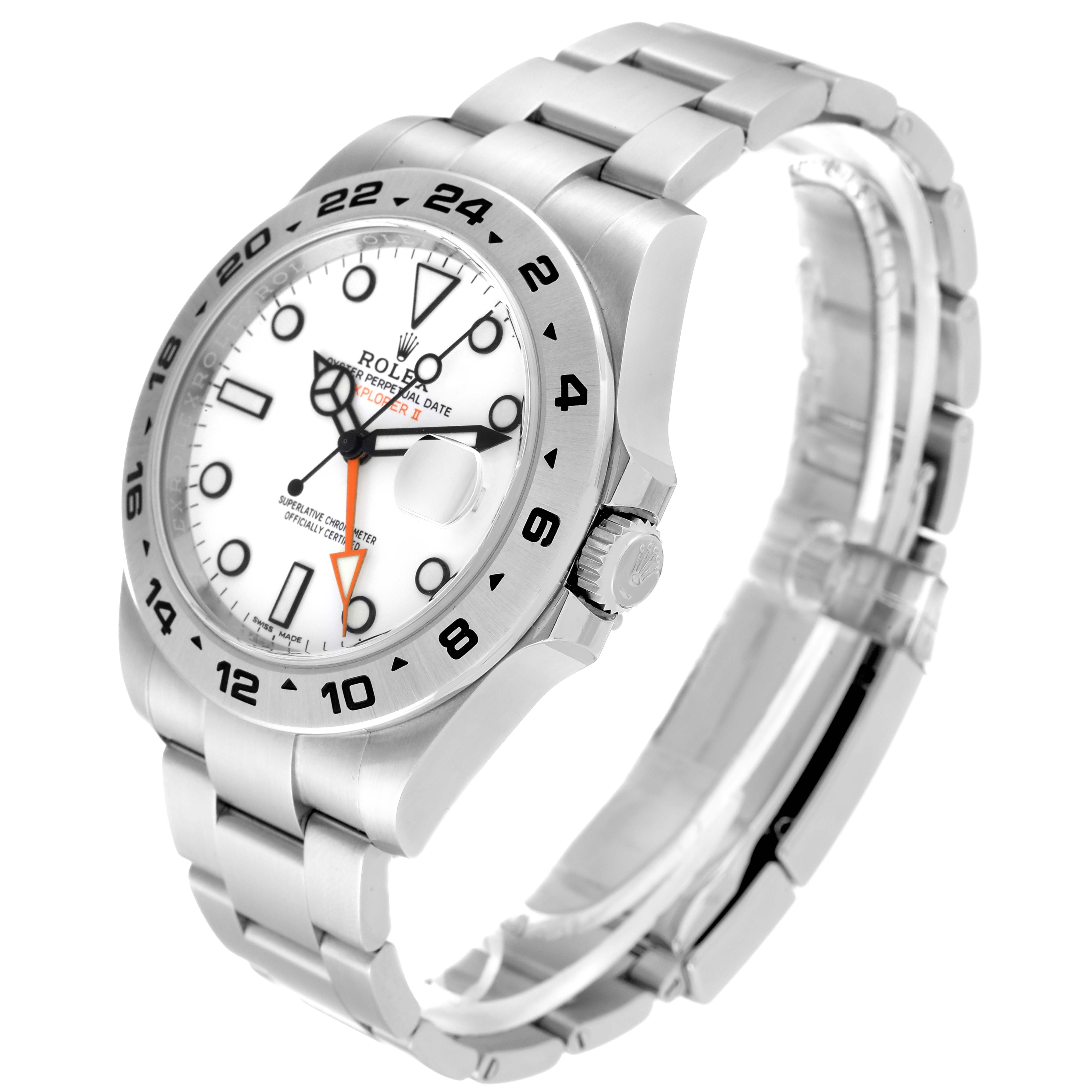 The image shows a side view of the Rolex Explorer 216570 Men's Stainless Steel White Dial 216570 Men's Stainless Steel White Dial model, displaying the bezel, dial, crown, and part of the bracelet.