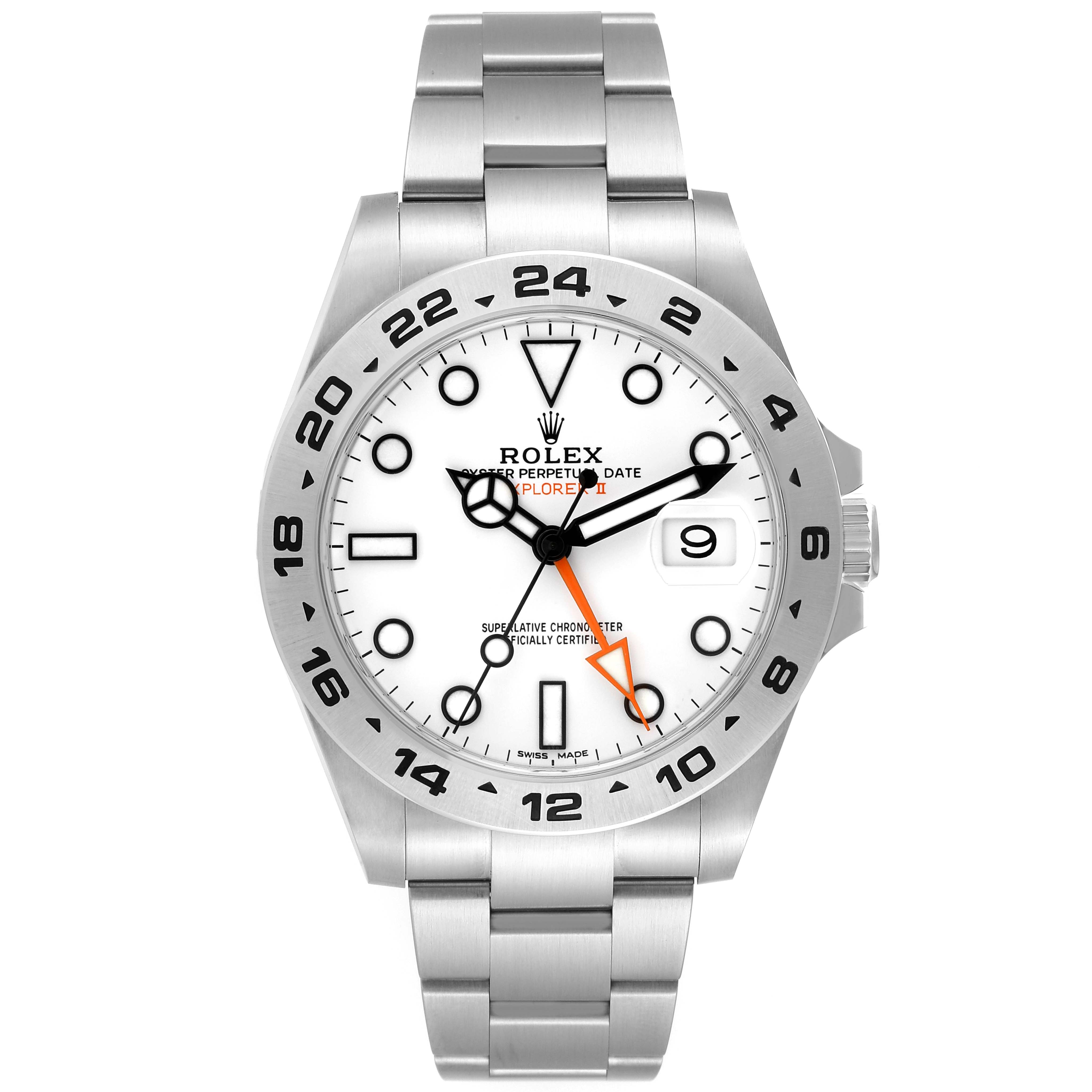 The image shows a front view of the Rolex Explorer 216570 Men's Stainless Steel White Dial 216570 Men's Stainless Steel White Dial watch, displaying the face, bezel, and bracelet.