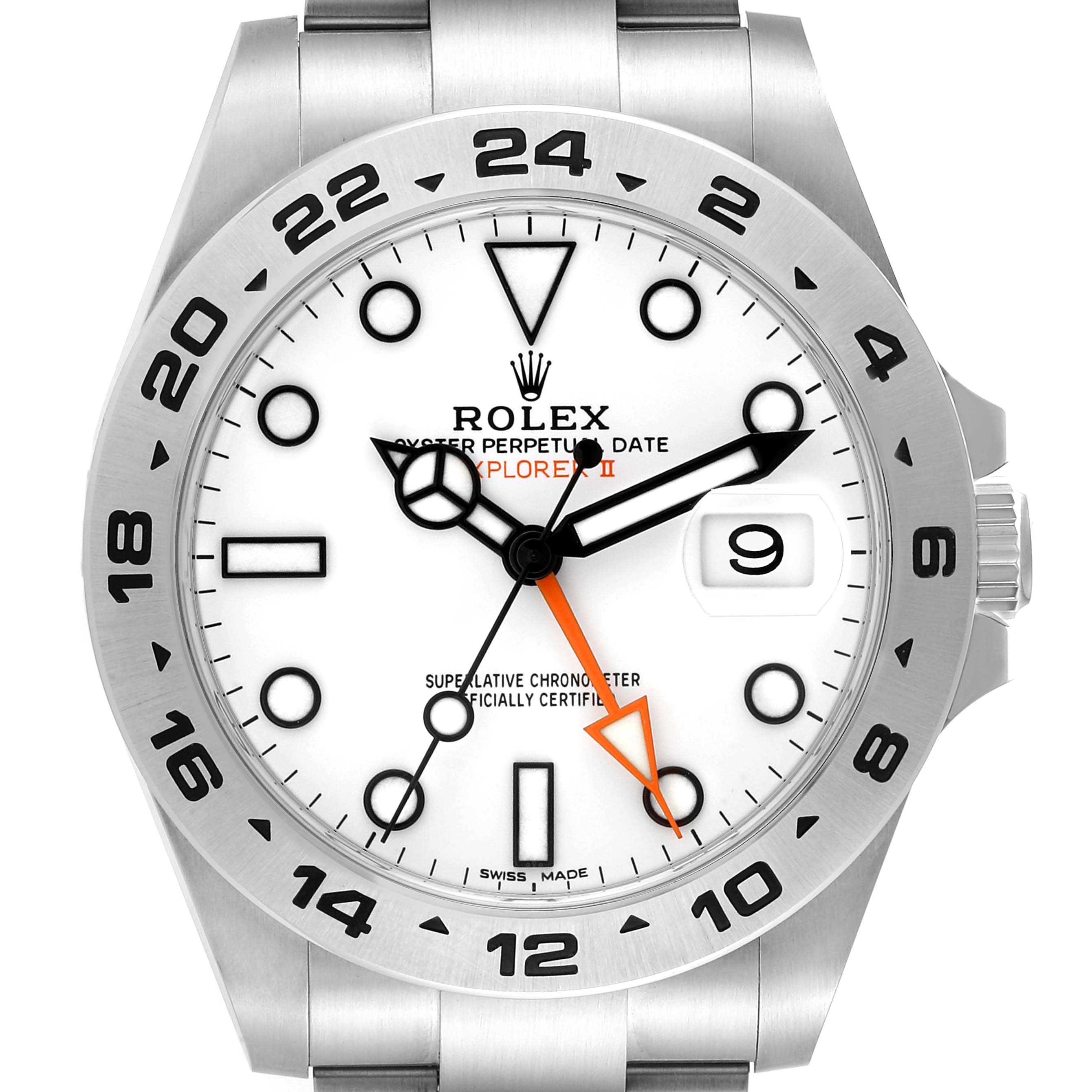 The image shows a front view of a Rolex Explorer 216570 Men's Stainless Steel White Dial 216570 Men's Stainless Steel White Dial watch, highlighting the dial, bezel, hands, and date window.