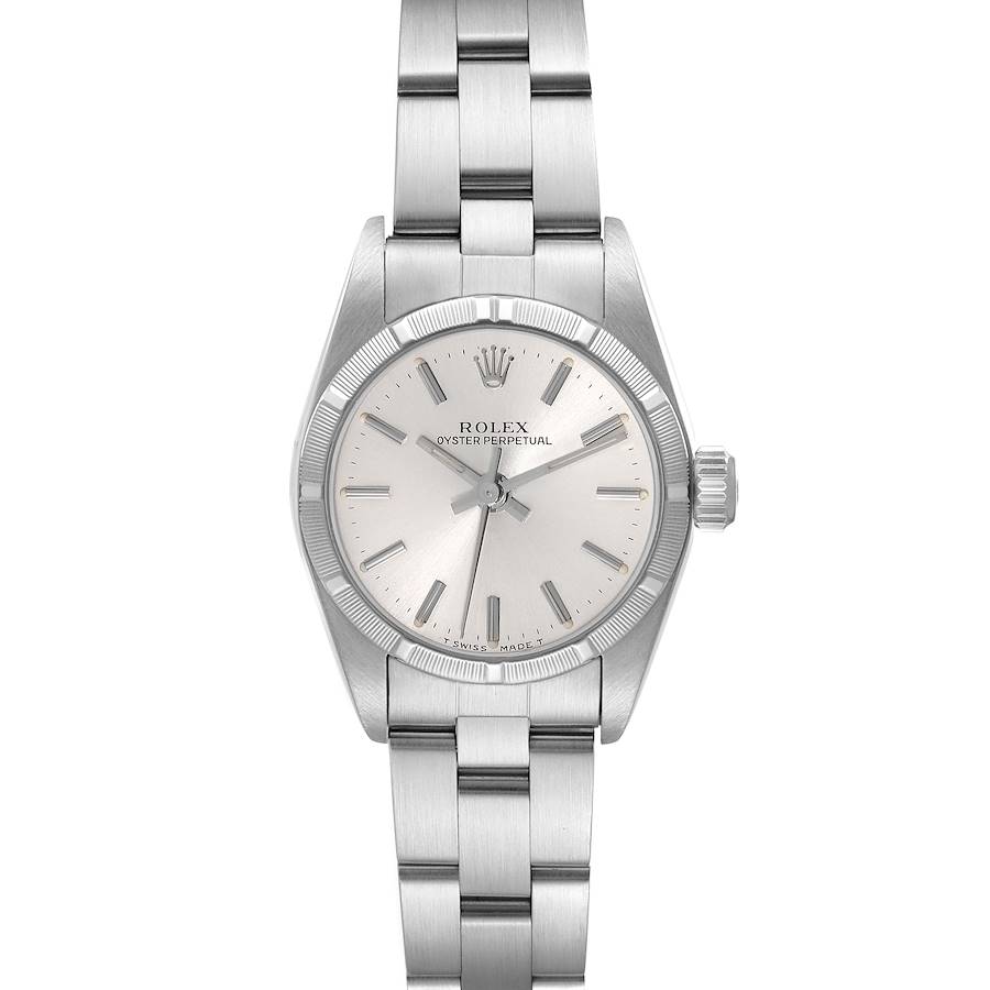 Rolex Oyster Perpetual Silver Dial Steel Ladies Watch 67230 Box Papers SwissWatchExpo