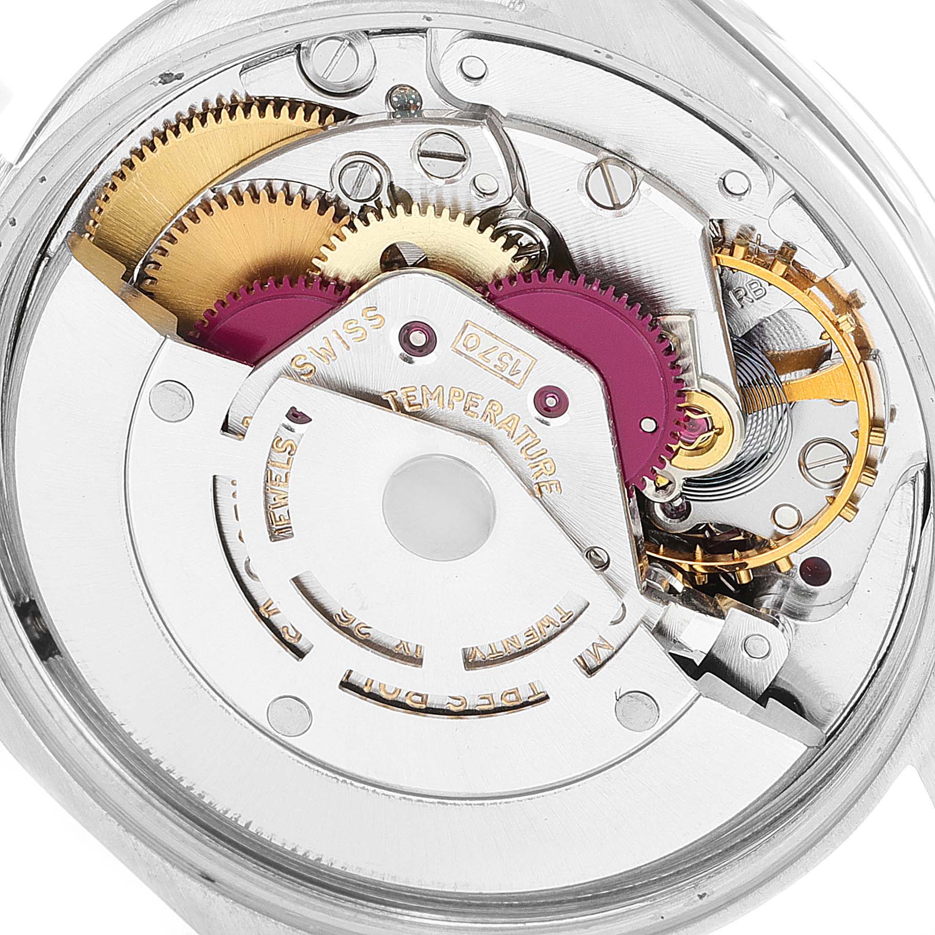 This image shows the internal mechanical movement parts of a Rolex Vintage Collection 1002 Men's Stainless Steel Silver Dial 1002 Men's Stainless Steel Silver Dial model watch.