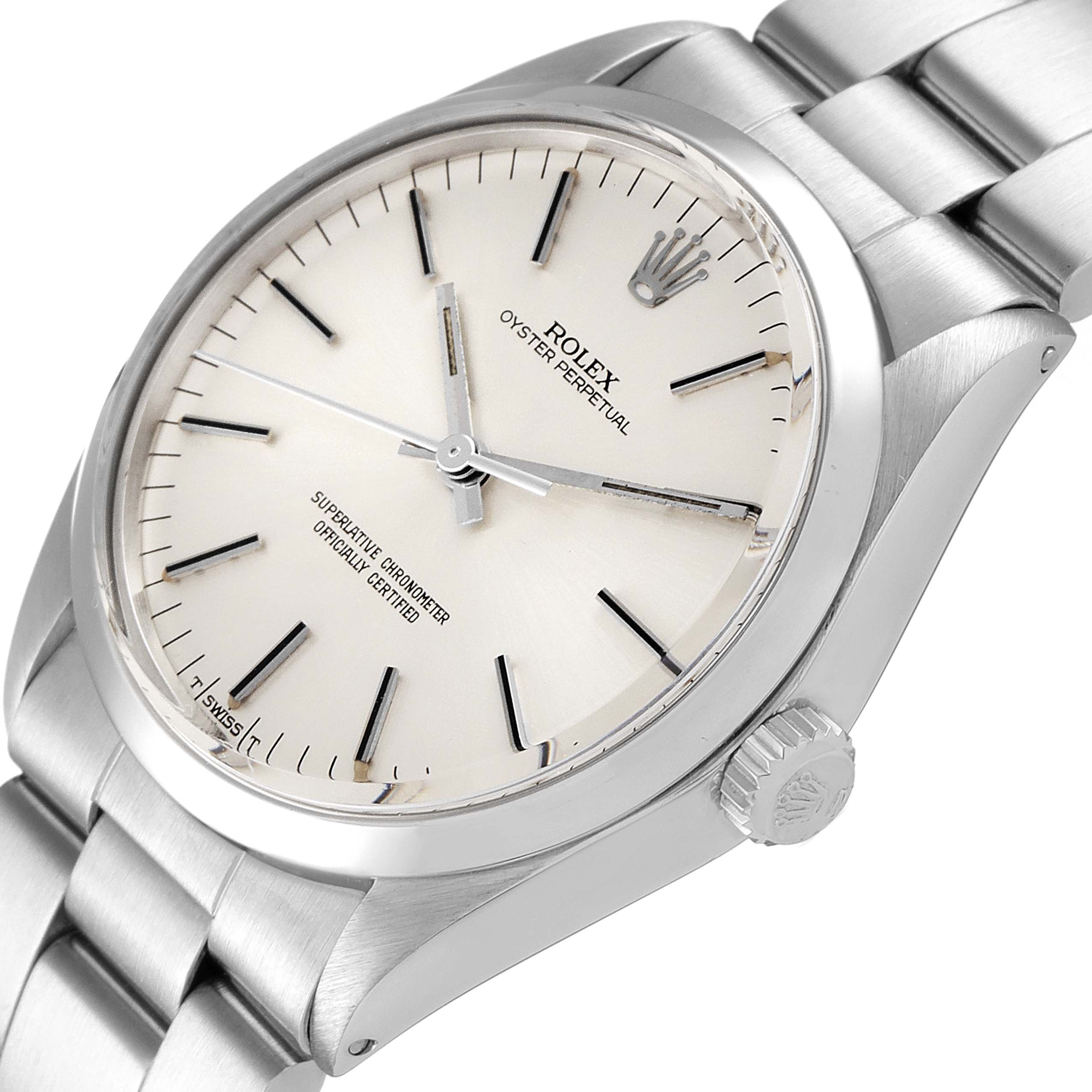 The Vintage Collection Rolex watch is shown at an angled view displaying the dial, case, crown, and a portion of the bracelet.