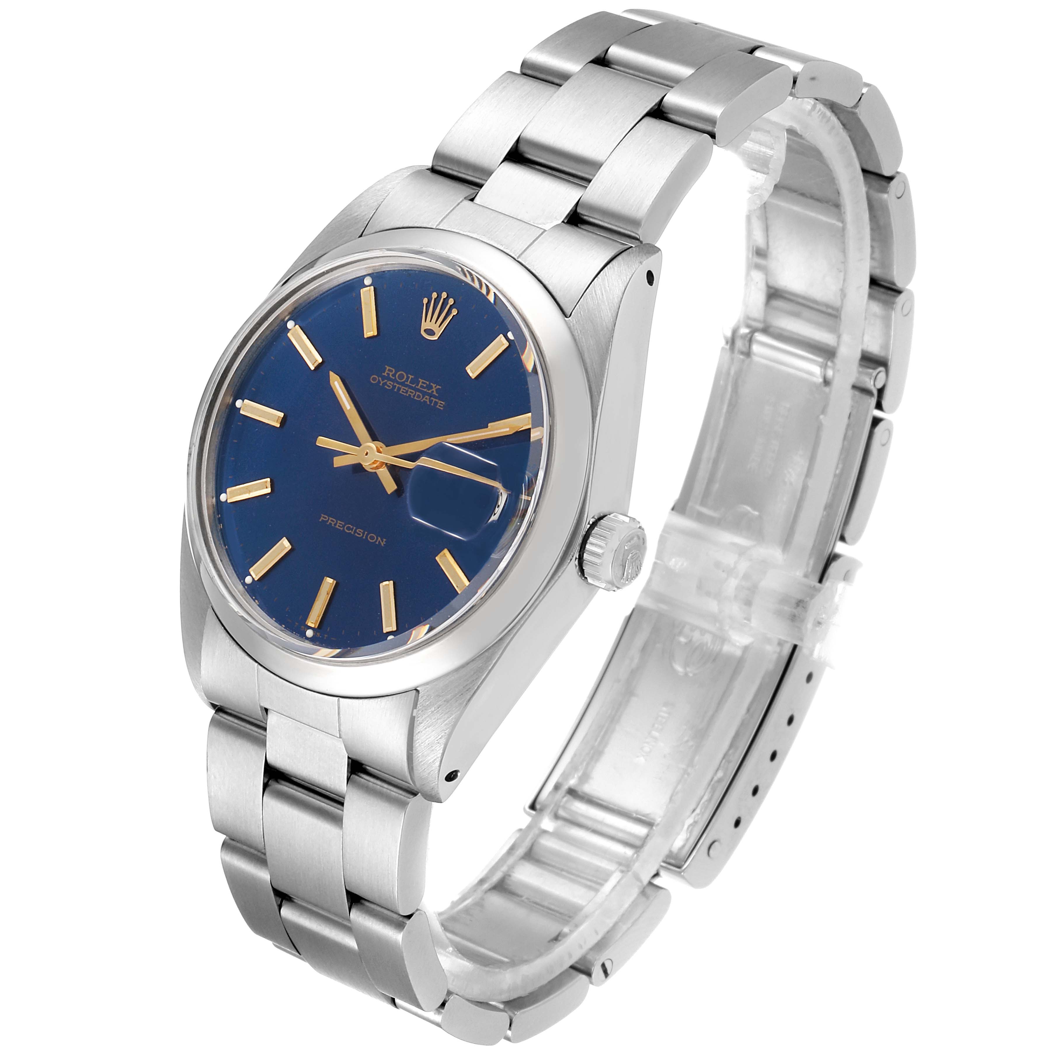 The Rolex Vintage Collection 6694 Men's Stainless Steel Blue Dial 6694 Men's Stainless Steel Blue Dial model is shown at a three-quarter angle, displaying its dial, case, bracelet, and crown.