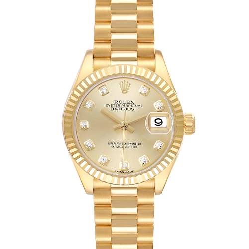 Photo of Rolex President Datejust Yellow Gold Diamond Ladies Watch 279178 Box Card