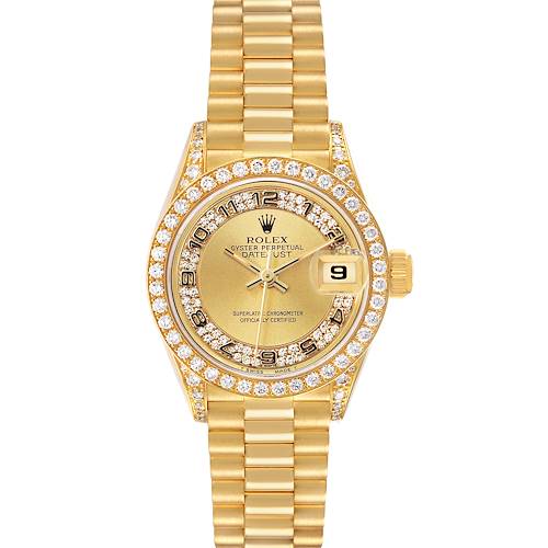 Photo of Rolex President Datejust Yellow Gold Myriad Diamond Ladies Watch 69158