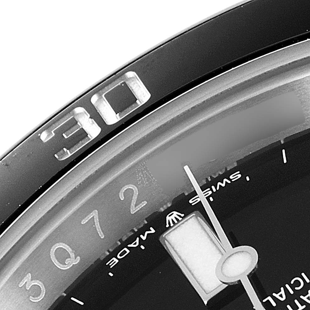 The image shows a close-up of the bezel and dial of a Rolex Submariner 124060 Men's Stainless Steel Black Dial 124060 Men's Stainless Steel Black Dial watch, focusing on the 30-mark.