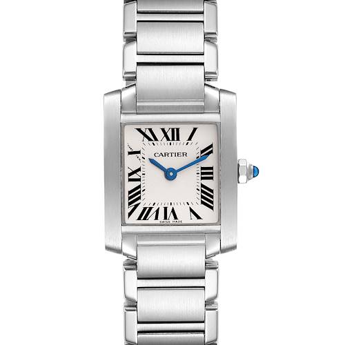 Photo of Cartier Tank Francaise Silver Dial Blue Hands Ladies Watch W51008Q3 Box Papers