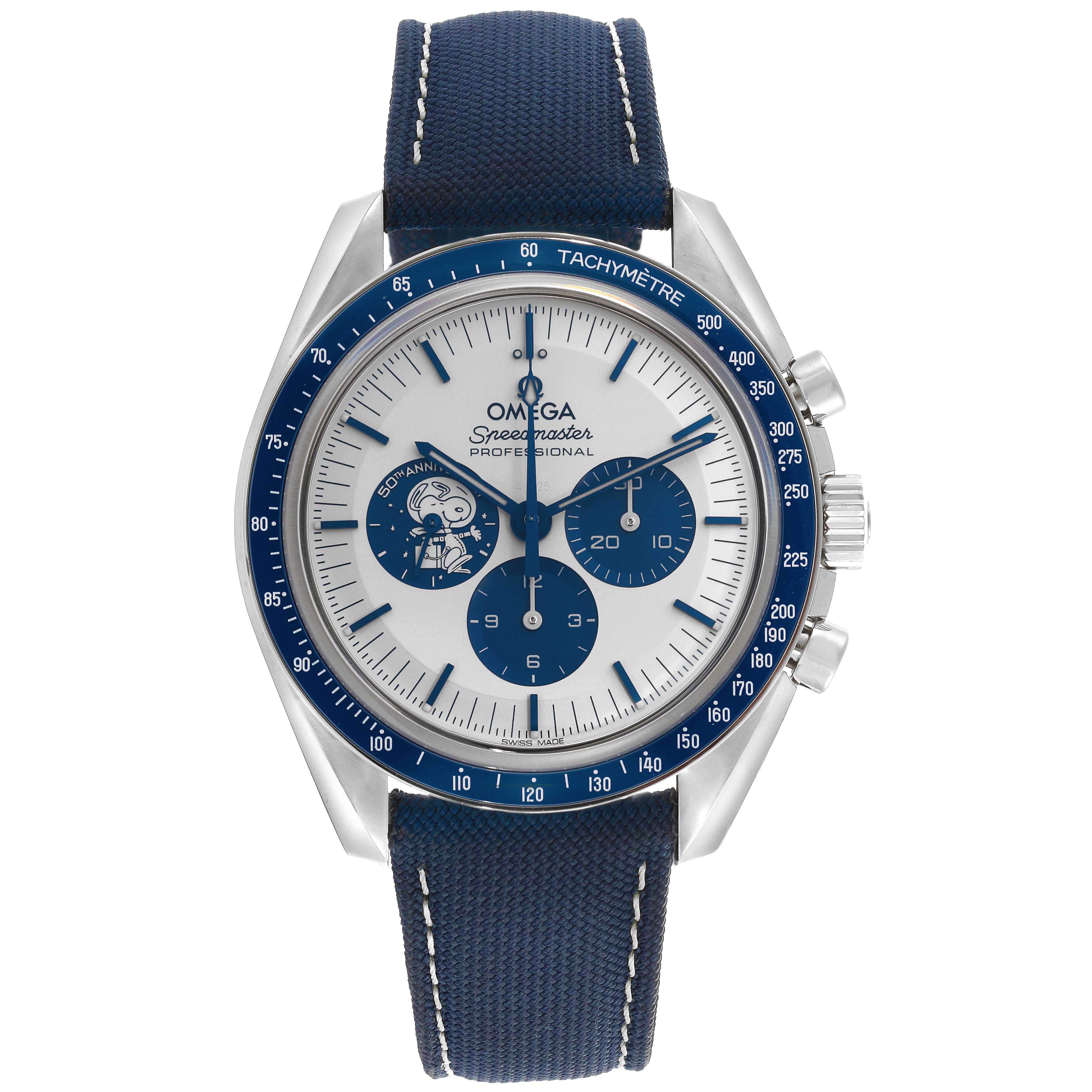 The Omega Speedmaster 310.32.42.50.02.001 Men
s Stainless Steel Silver Dial 310.32.42.50.02.001 Men
s Stainless Steel Silver Dial watch is shown from the front, displaying the dial, bezel, and strap.