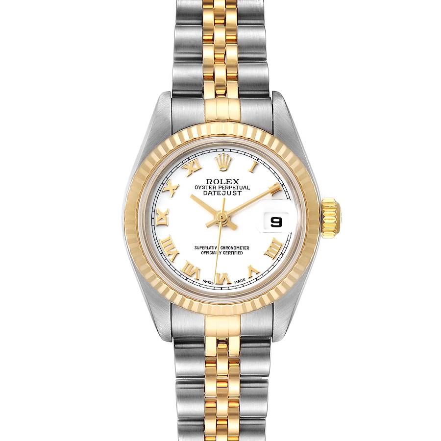 Rolex Datejust 26 Steel Yellow Gold White Dial Ladies Watch 79173 Box Papers SwissWatchExpo