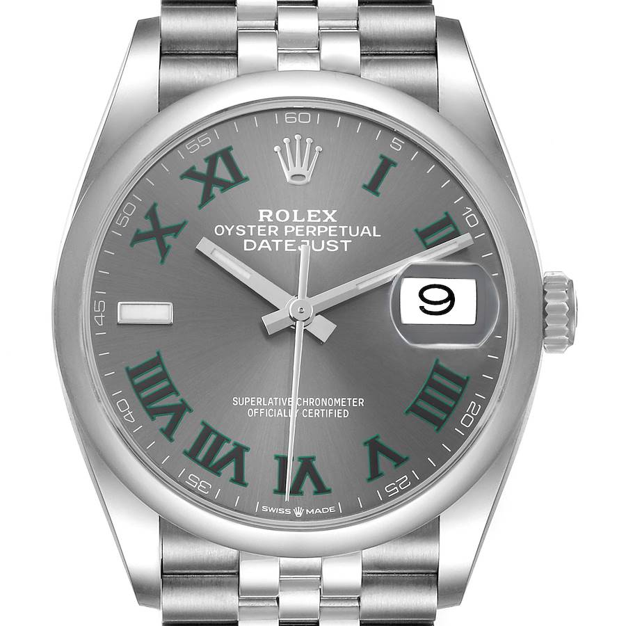 Rolex Datejust 36 Grey Green Wimbledon Dial Steel Mens Watch 126200 Box Card SwissWatchExpo
