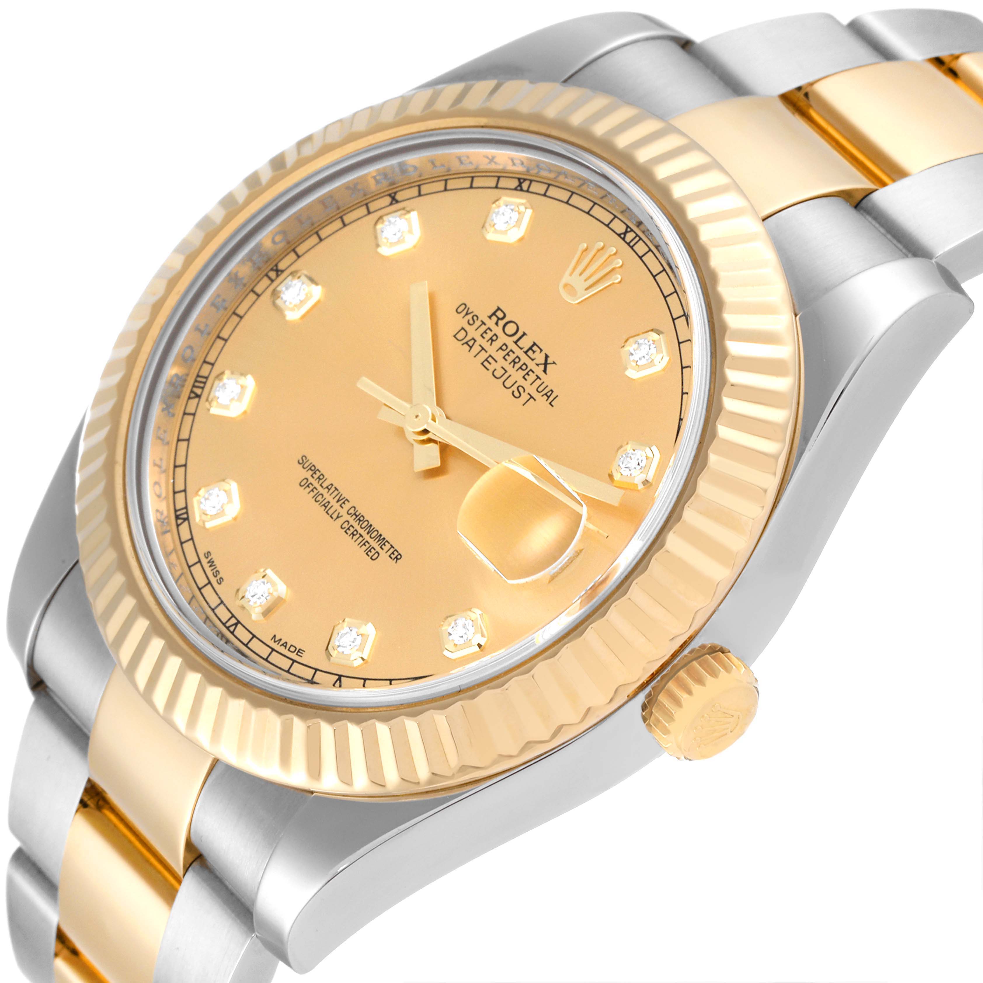 The image shows a close-up, angled view of a Rolex Datejust 41 116333 Men's Steel and Gold (two tone) Champagne Dial 116333 Men's Steel and Gold (two tone) Champagne Dial, highlighting the dial, bezel, and part of the bracelet.