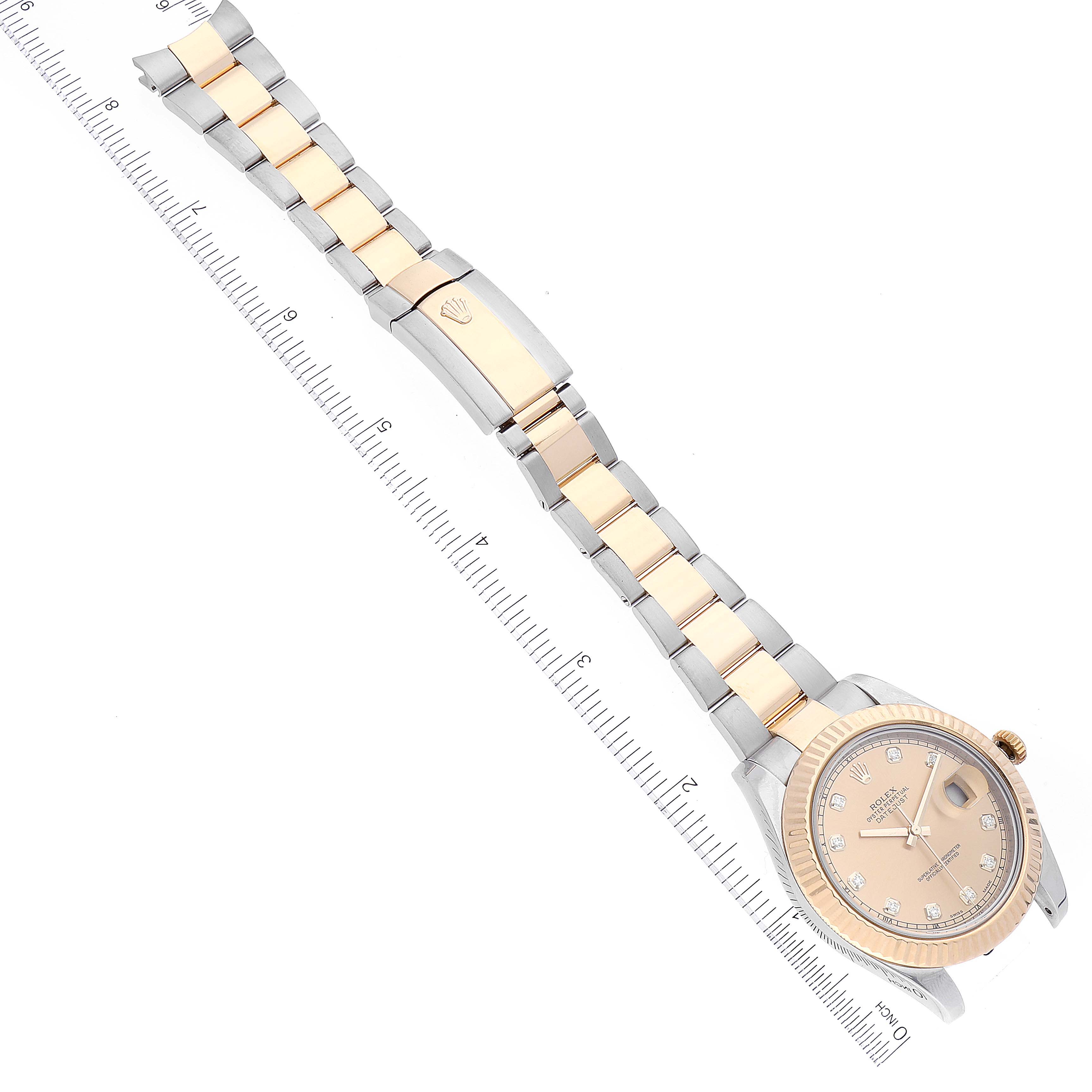 The image shows a Rolex Datejust 41 116333 Men's Steel and Gold (two tone) Champagne Dial 116333 Men's Steel and Gold (two tone) Champagne Dial watch laid flat with the dial and bracelet visible, aligned alongside a ruler.