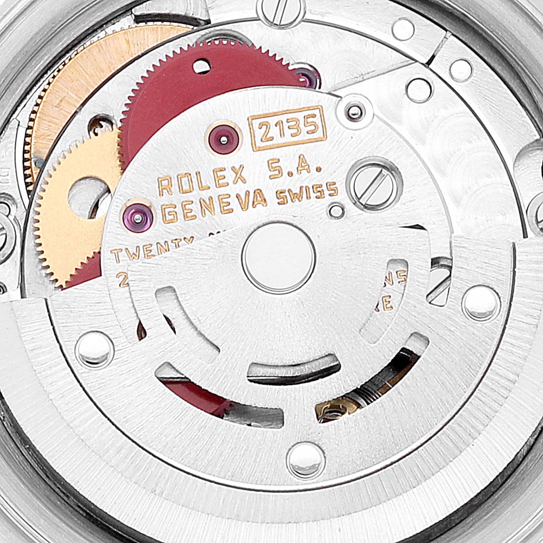 The image shows a close-up view of the inner mechanical movement of a Rolex Datejust 69173 Women's Steel and Gold (two tone) Champagne Dial 69173 Women's Steel and Gold (two tone) Champagne Dial watch.
