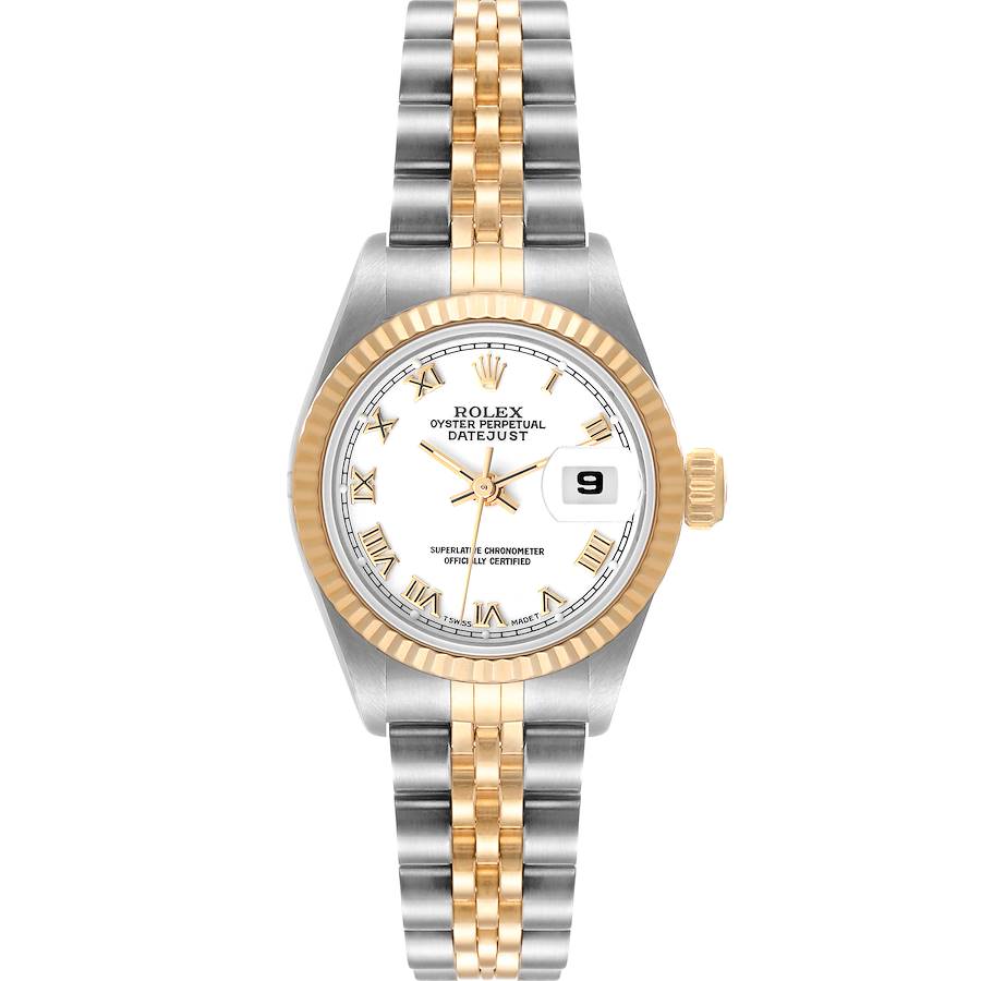 Rolex Datejust Steel Yellow Gold White Roman Dial Ladies Watch 69173 SwissWatchExpo
