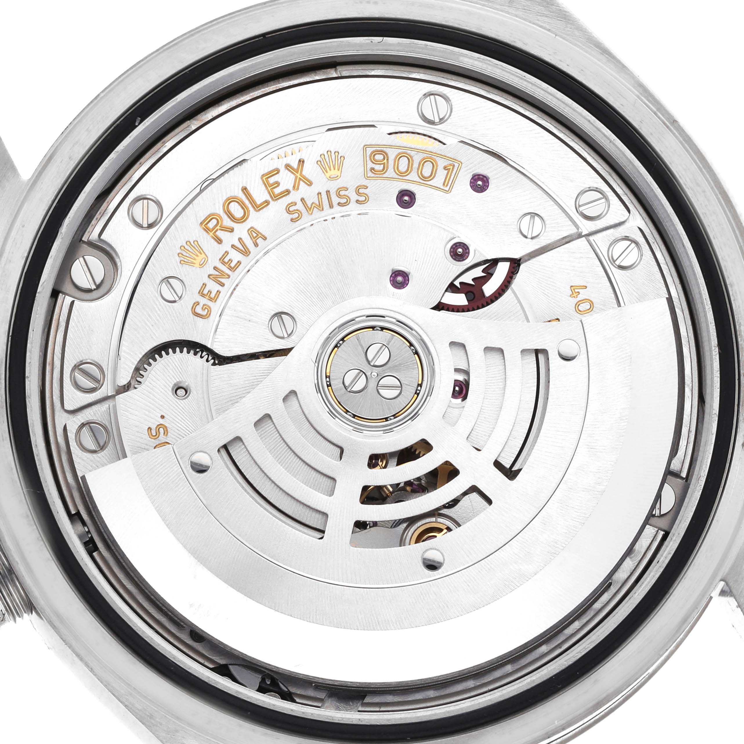 The image shows the movement of the Rolex Sky-Dweller 326934 Men's Stainless Steel Blue Dial, focusing on its intricate internal mechanisms.