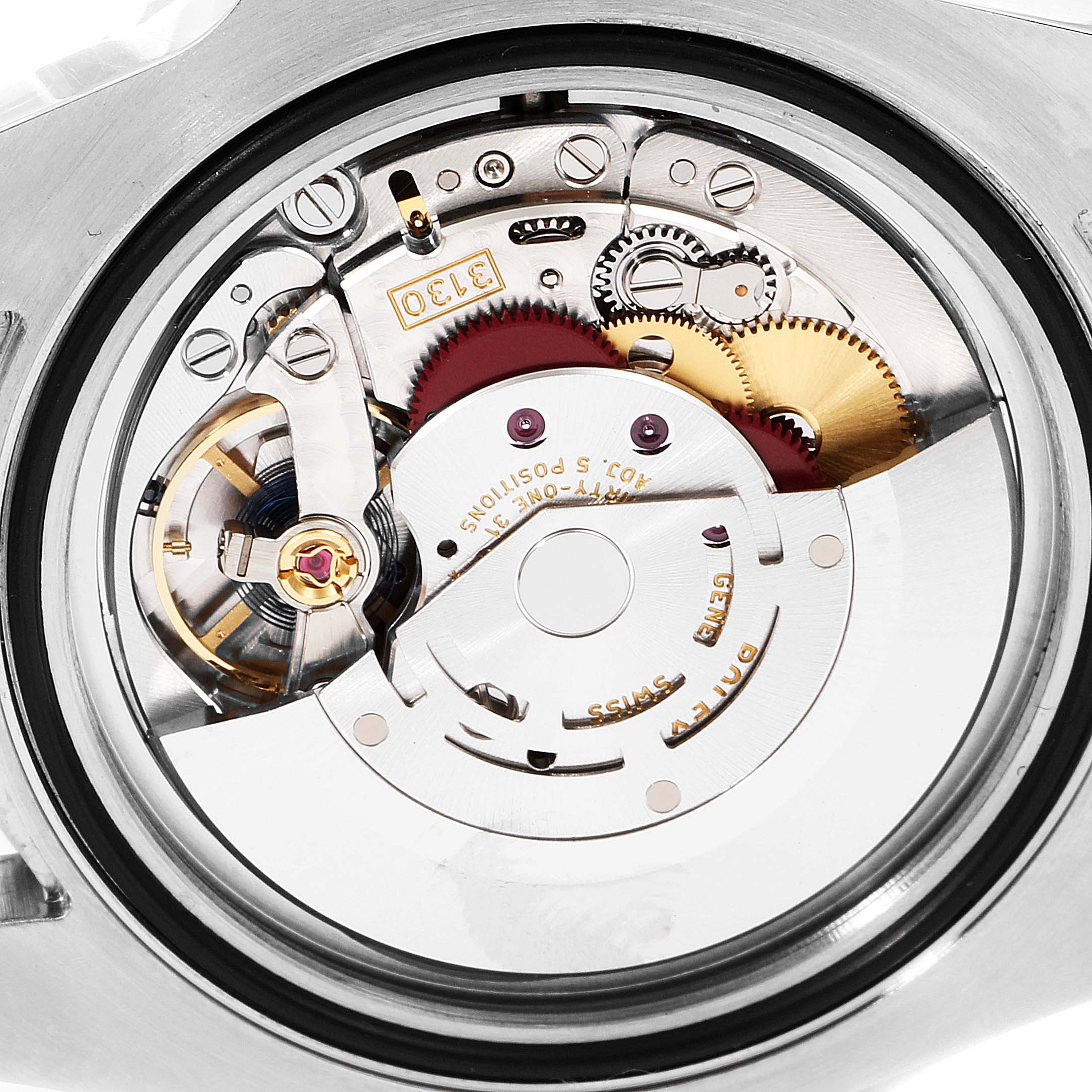 This image shows the internal movement mechanism of a Rolex Submariner 114060 Men's Stainless Steel Black Dial 114060 Men's Stainless Steel Black Dial watch from a rear angle.