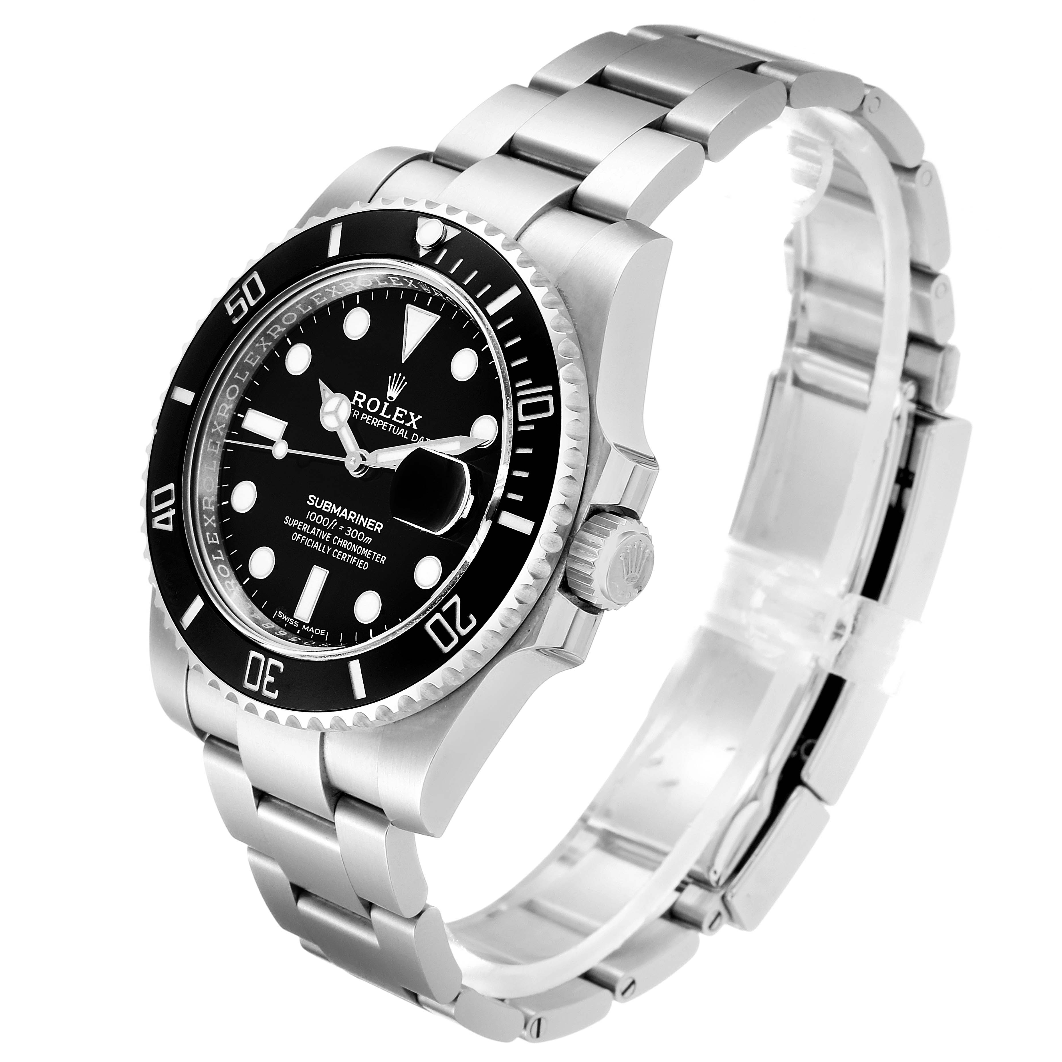 The image shows a Rolex Submariner 116610 Men's Stainless Steel Black Dial 116610 Men's Stainless Steel Black Dial watch at an angled side view, displaying the dial, bezel, case, and bracelet.