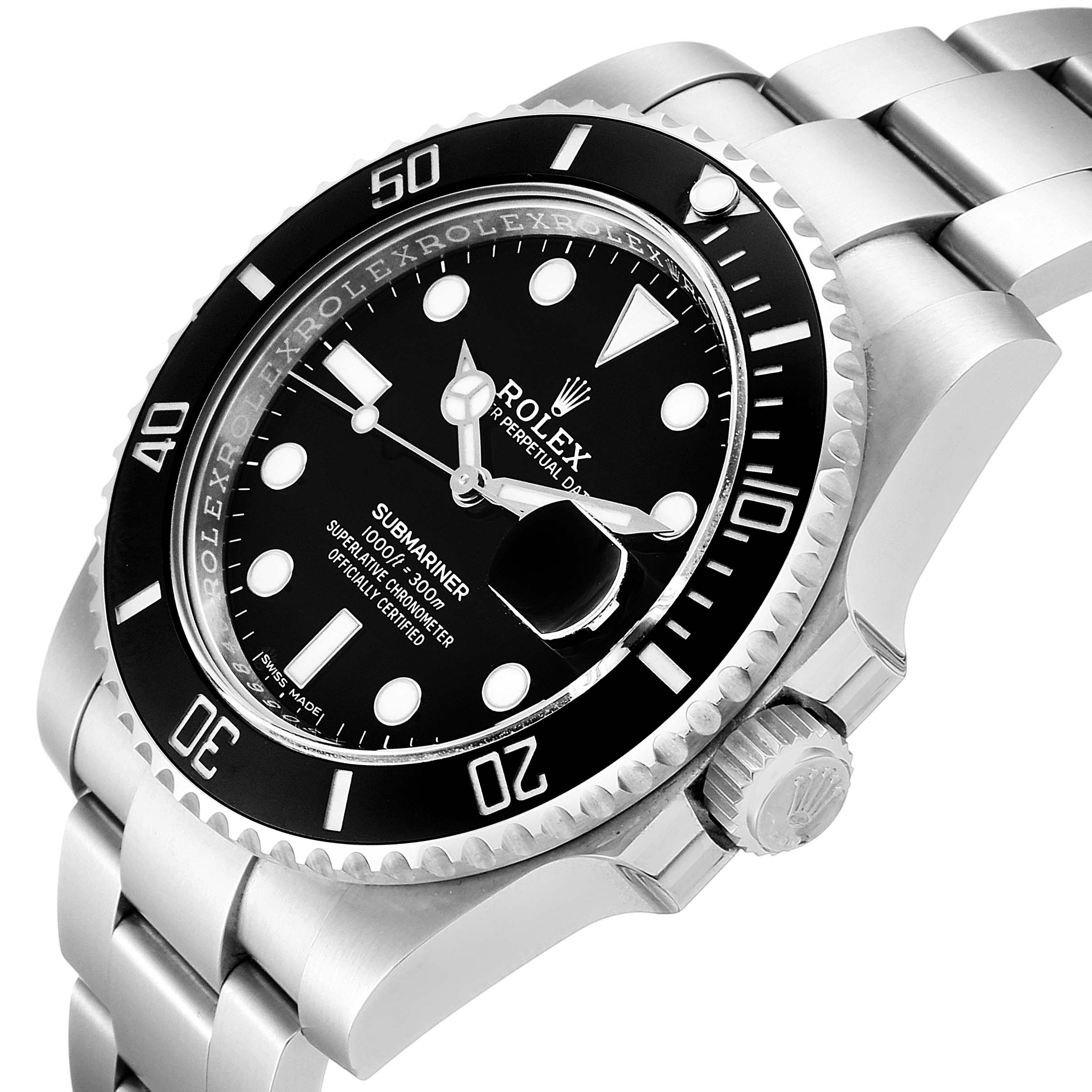 The image shows a close-up angled view of a Rolex Submariner 116610 Men's Stainless Steel Black Dial 116610 Men's Stainless Steel Black Dial watch, displaying the face, bezel, and part of the bracelet.