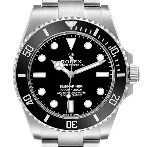 Photo of Rolex Submariner Non-Date Ceramic Bezel Steel Mens Watch 124060 Box Card