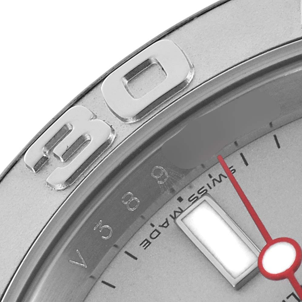 The image shows a close-up of the Rolex Yacht-Master 16622 Men
s Stainless Steel Silver Dial 16622 Men
s Stainless Steel Silver Dial watch bezel and part of the dial, highlighting the number "30".