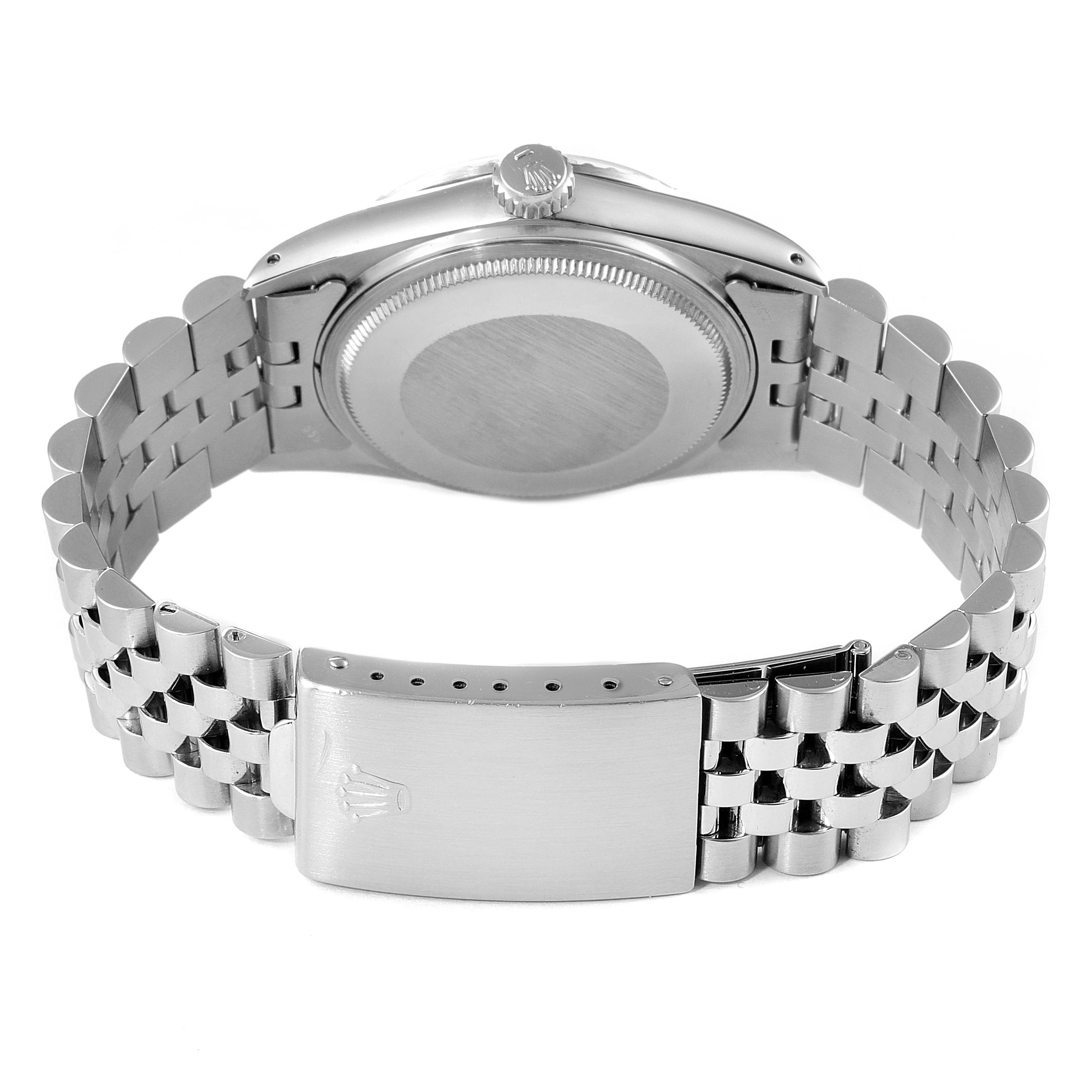 The image shows the case back and clasp of a Rolex Vintage Collection 16030 Men's Stainless Steel Silver Dial 16030 Men's Stainless Steel Silver Dial watch at a side angle.