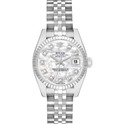 Photo of Rolex Datejust Steel White Gold Diamond Mother Of Pearl Ladies Watch 179174